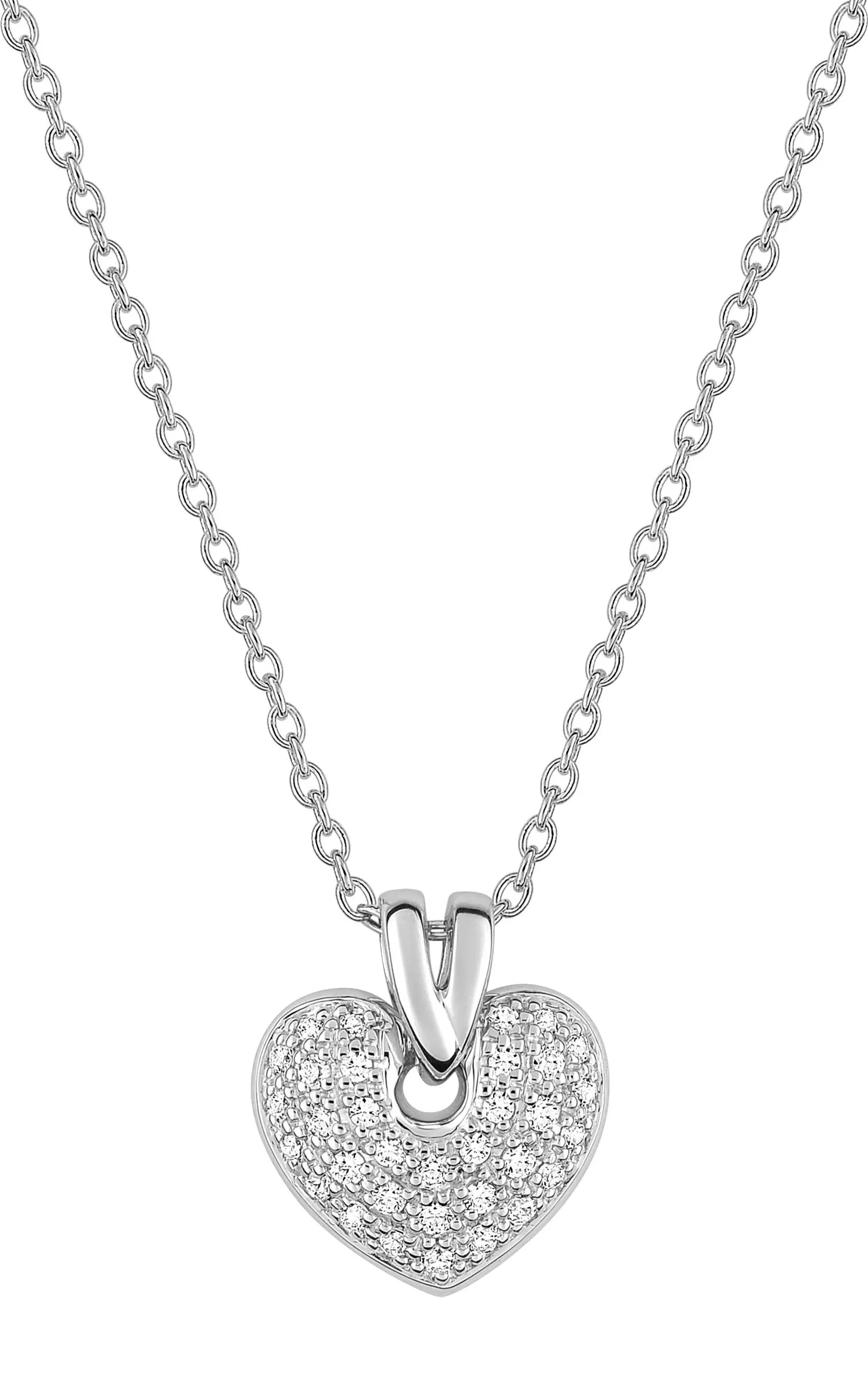Collier Or Blanc Sochetra Diamant Coeur - Collier en Or 750 18k - Bijoux en Vogue
