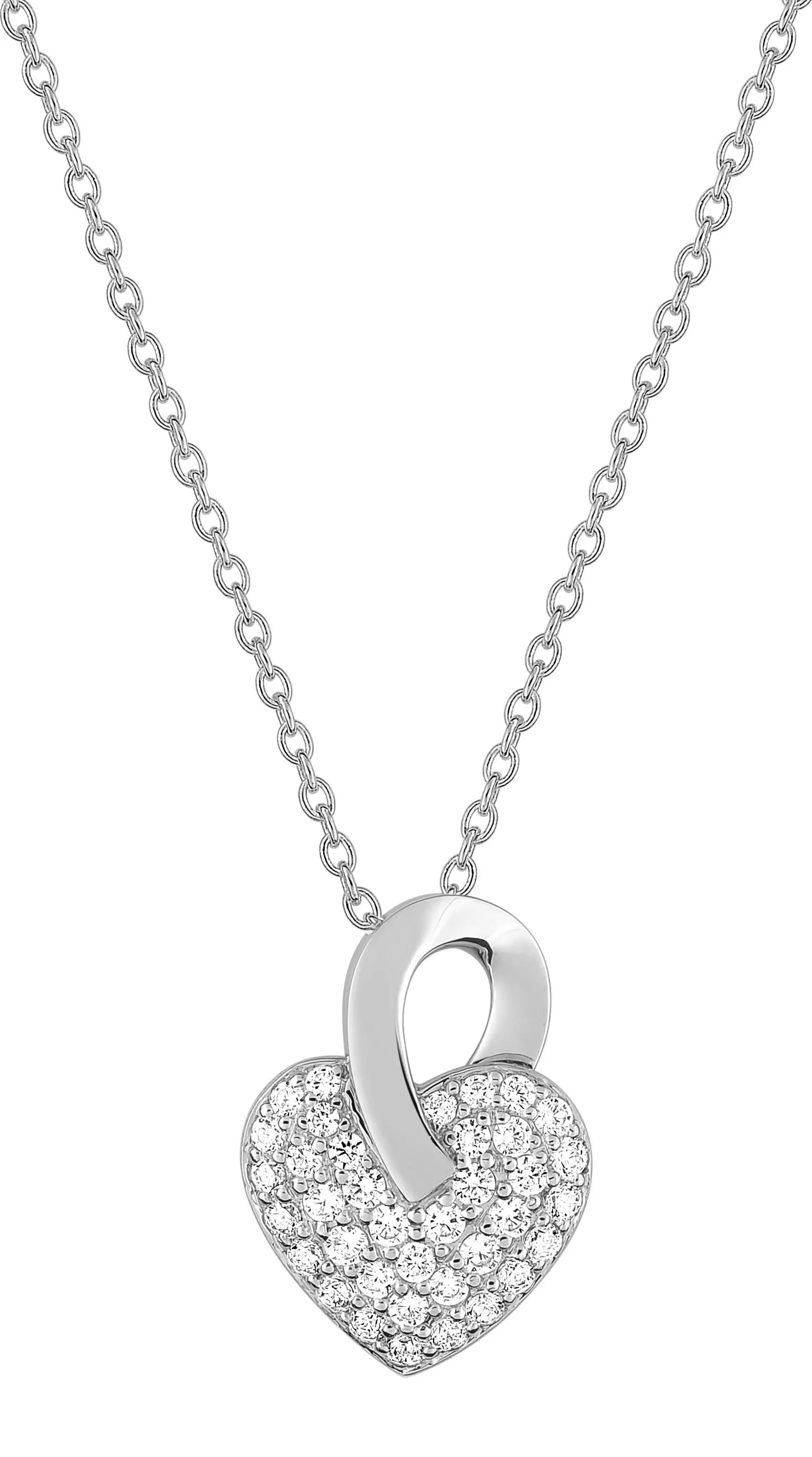 Collier Or Blanc Basmat Diamant Coeur - Collier en Or 750 18k - Bijoux en Vogue
