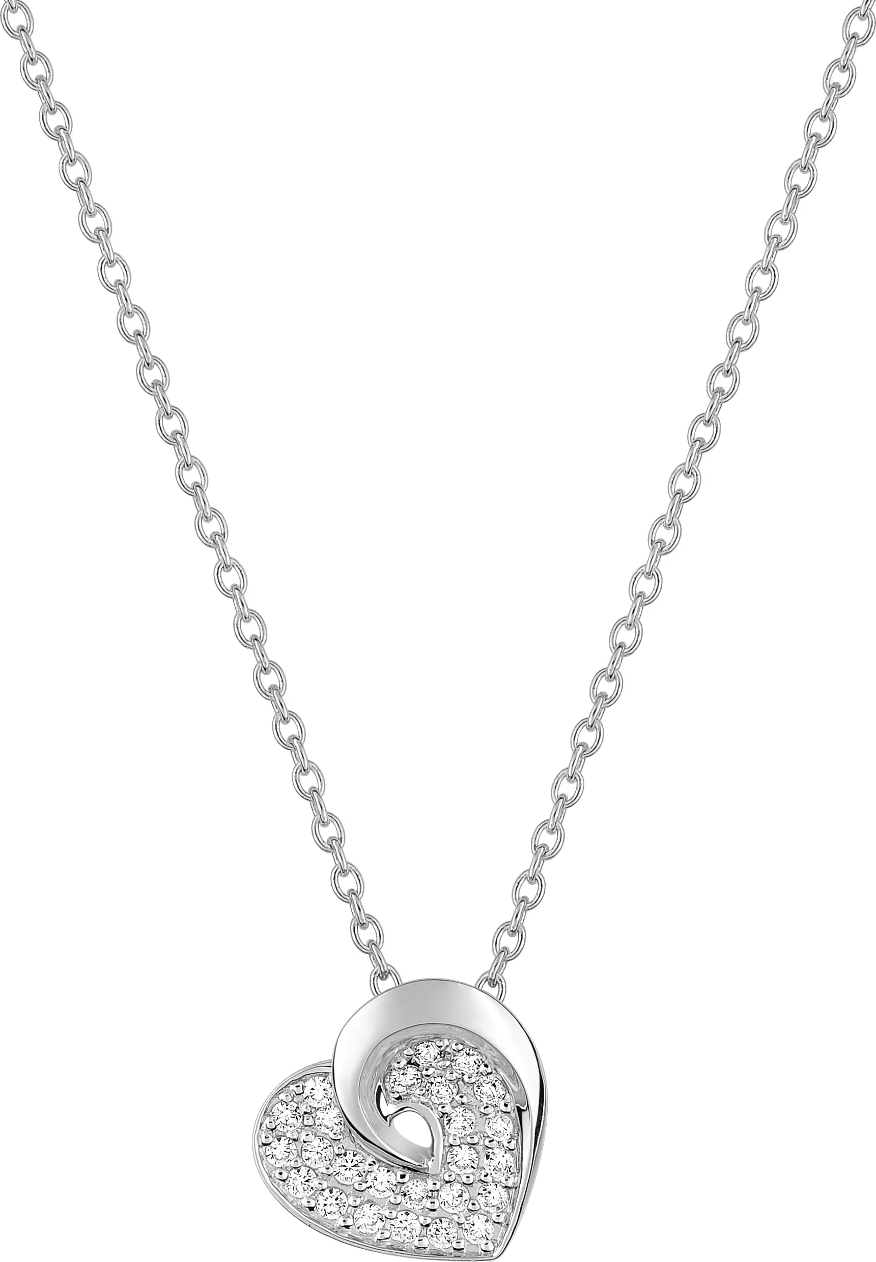 Collier Or Blanc Lamba Diamant Coeur - Collier en Or 750 18k - Bijoux en Vogue