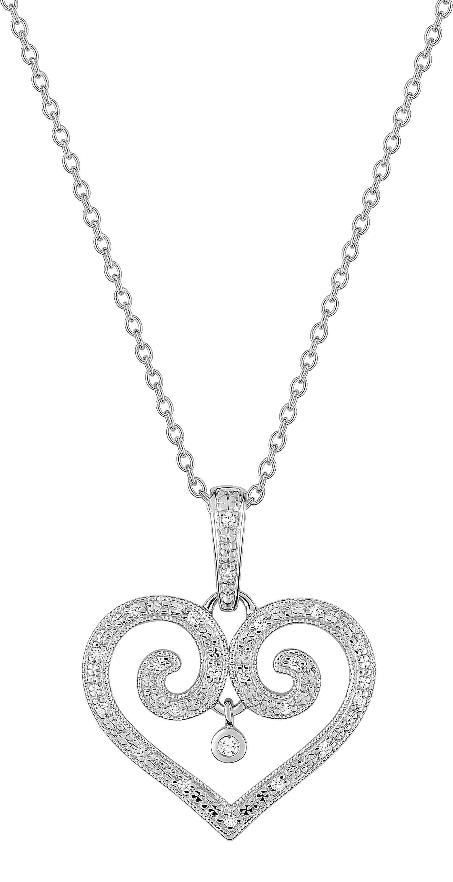 Collier Or Blanc Klaziena Diamant Coeur - Collier en Or 750 18k - Bijoux en Vogue
