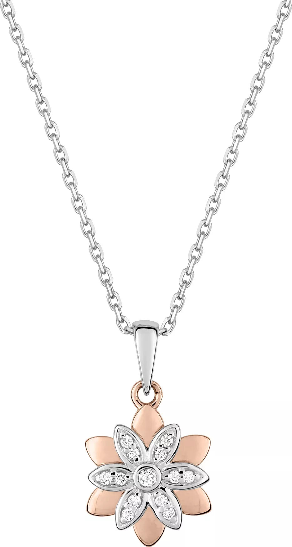 Collier Or Blanc et Rose Cinette Diamant - Collier en Or 750 18k - Bijoux en Vogue