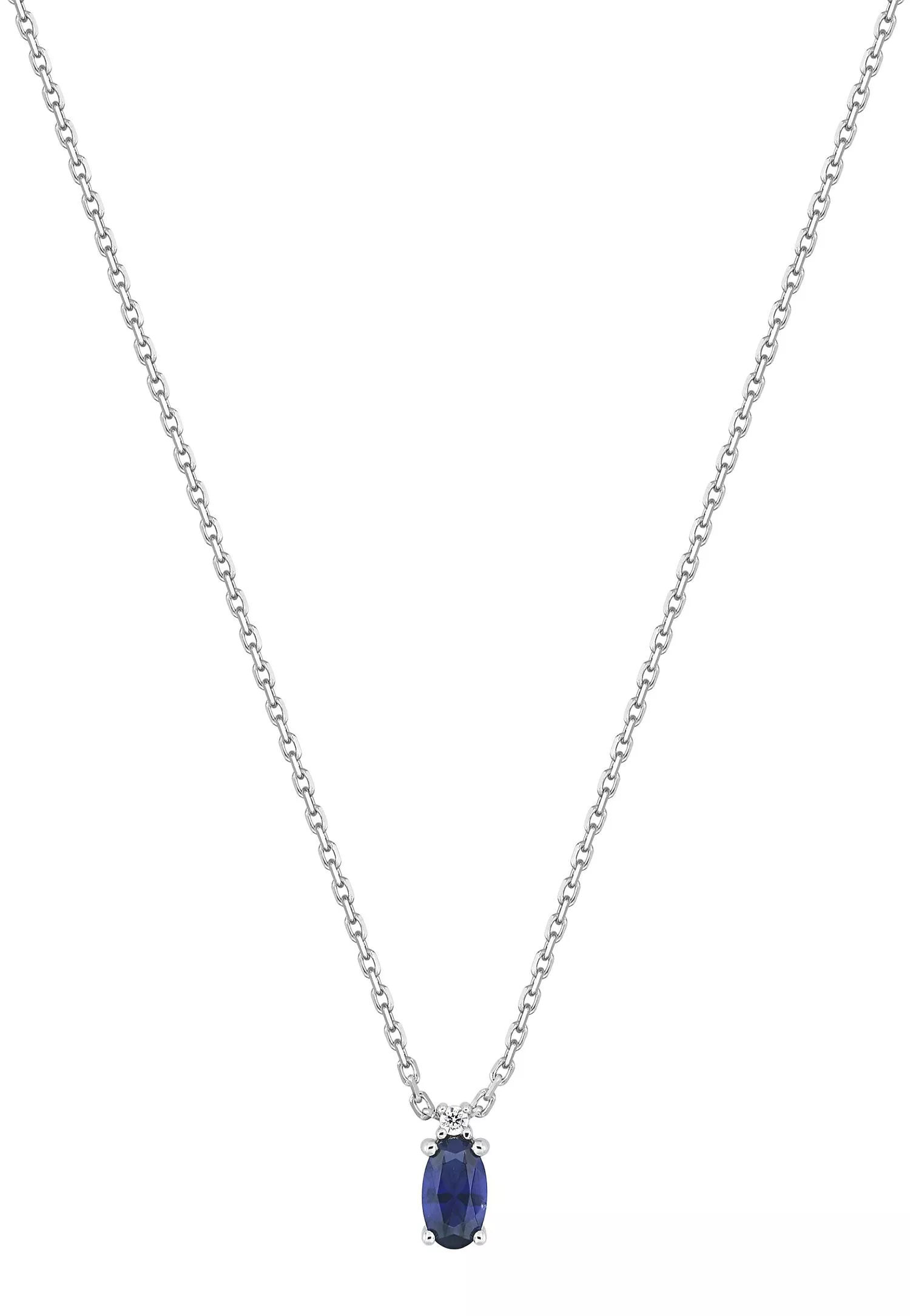 Collier Or Blanc Tchichie Diamant Saphir - Collier en Or 750 18k - Bijoux en Vogue