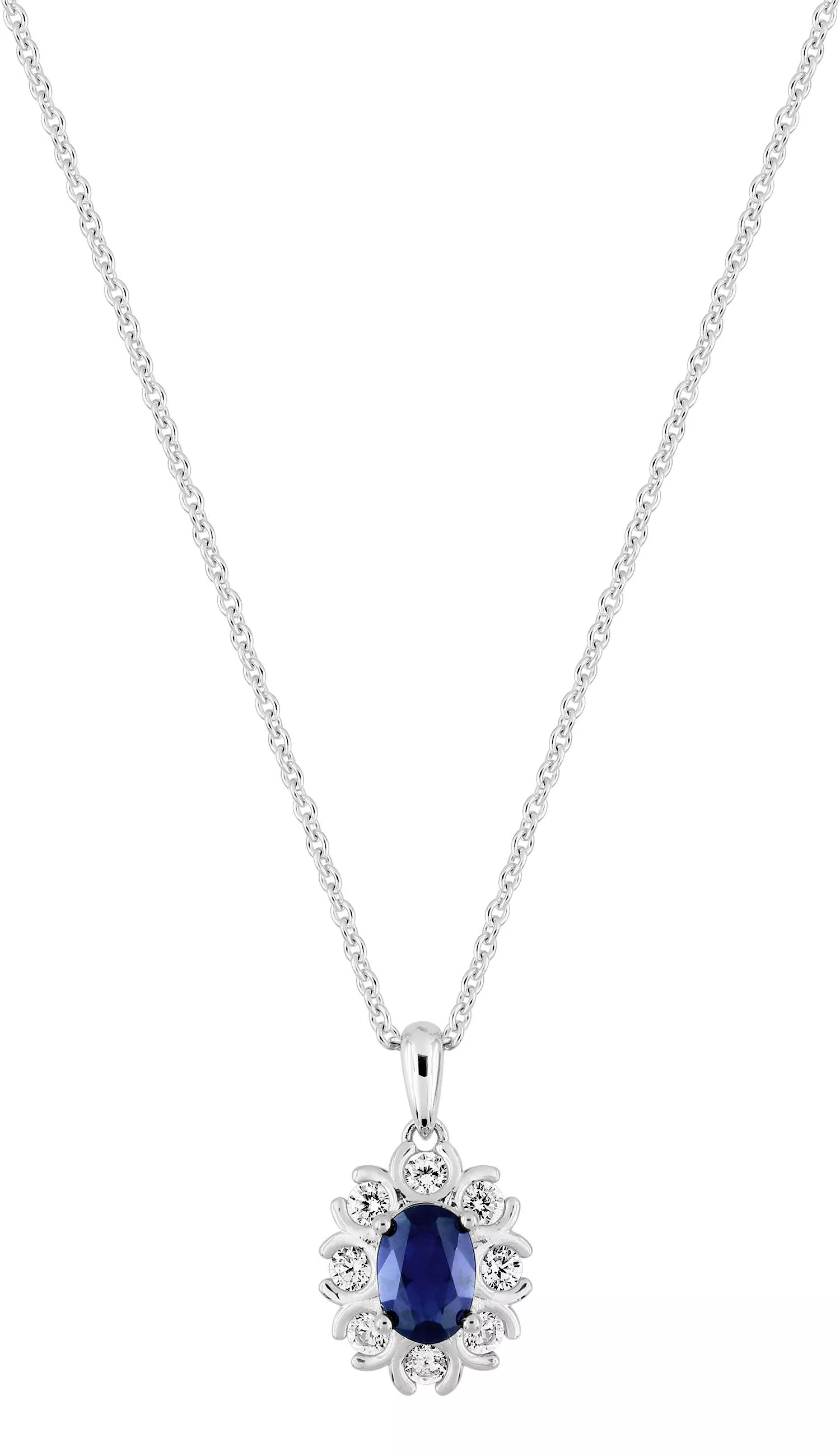 Collier Or Blanc Annekathi Diamant Saphir - Collier en Or 750 18k