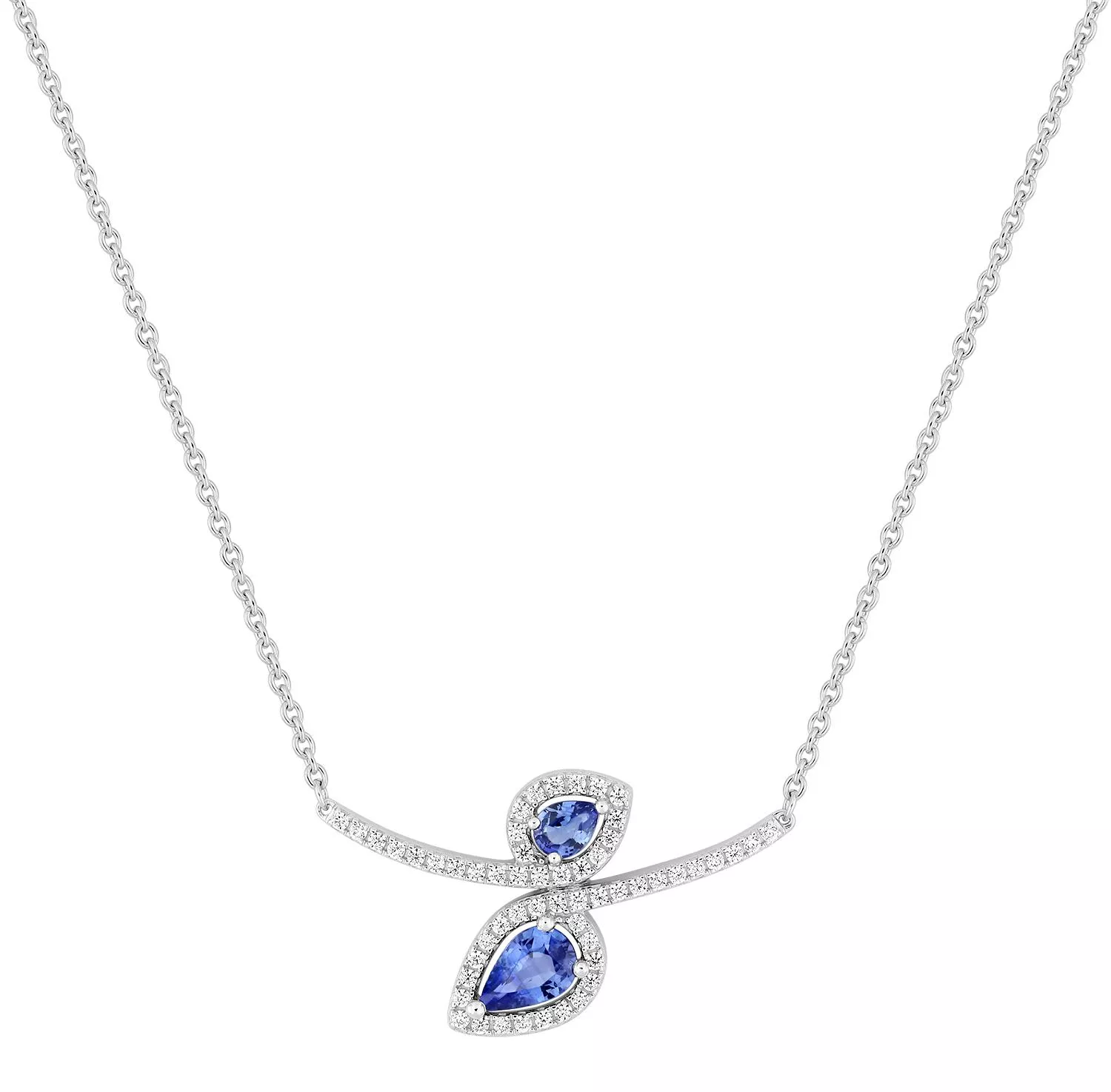 Collier Or Blanc Lethissia Diamant Saphir de Ceylan - Collier en Or 750 18k - Bijoux en Vogue