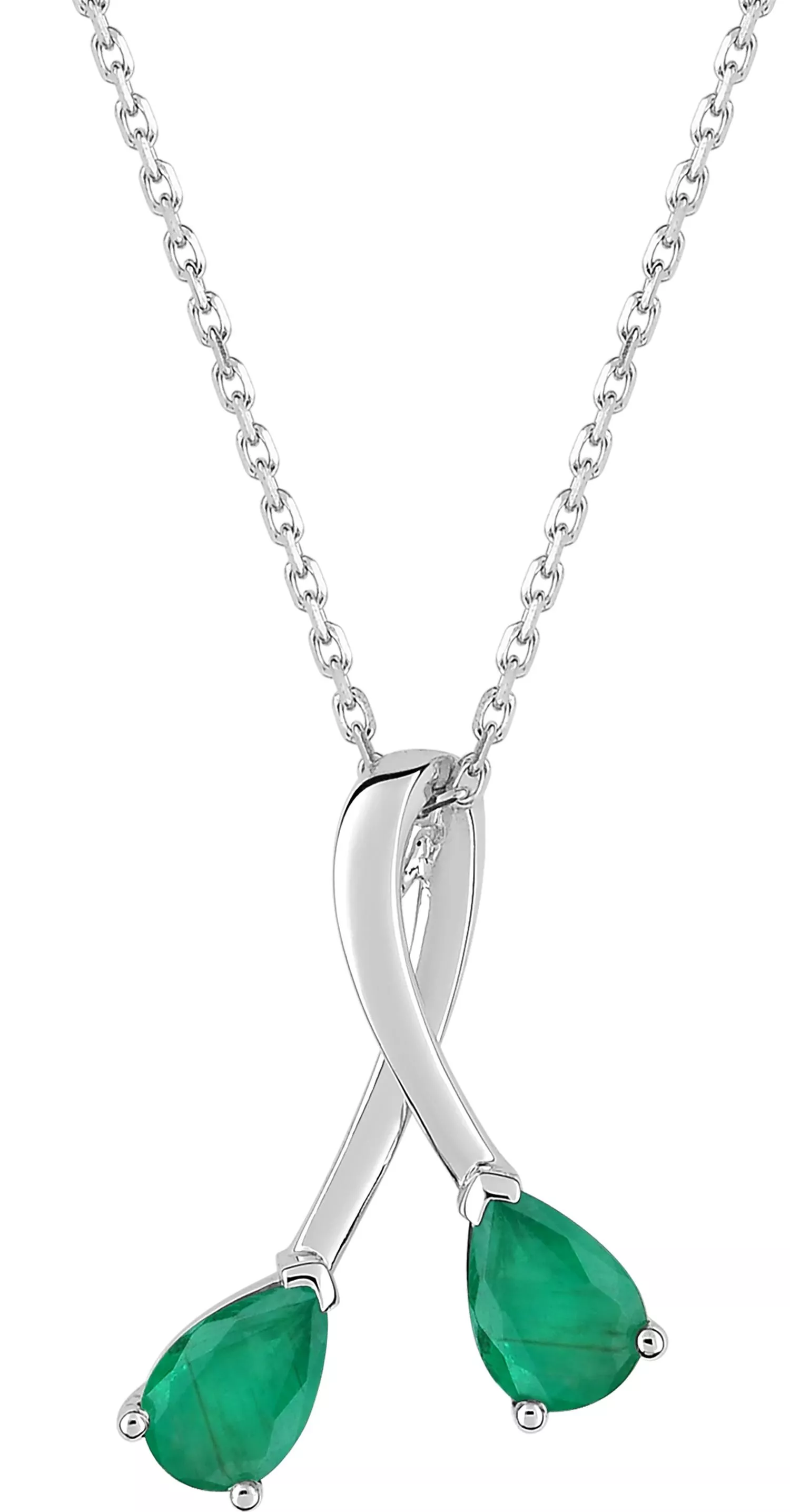 Collier Or Blanc Eylin Emeraude - Collier en Or 750 18k - Bijoux en Vogue