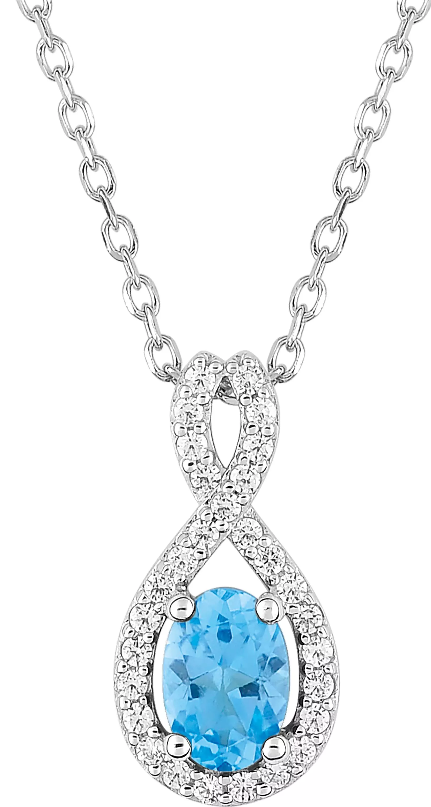 Collier Or Blanc Vileda bleu Topaze - Collier en Or 750 18k - Bijoux en Vogue