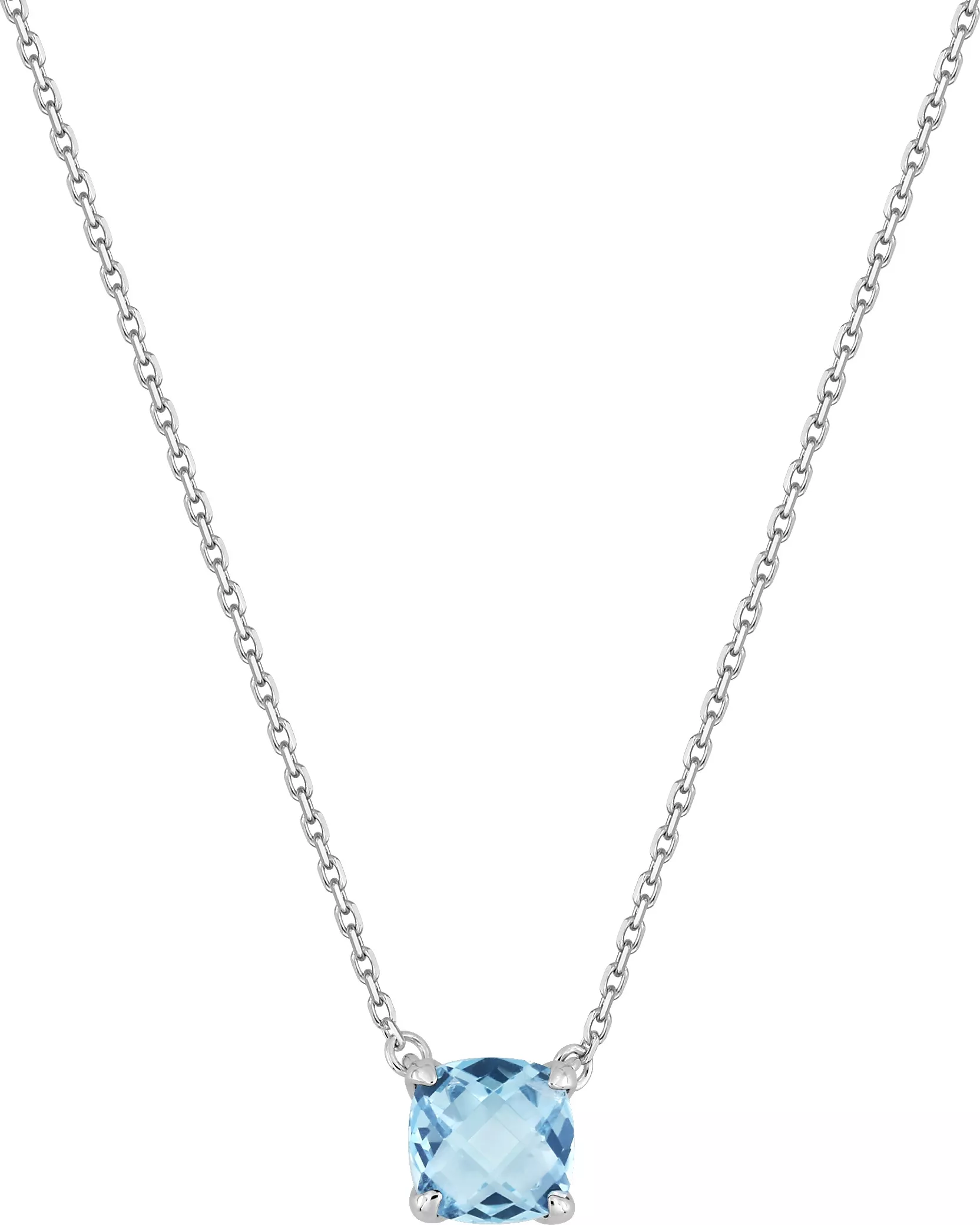Collier Or Blanc Oliviana bleu Topaze - Collier en Or 750 18k - Bijoux en Vogue