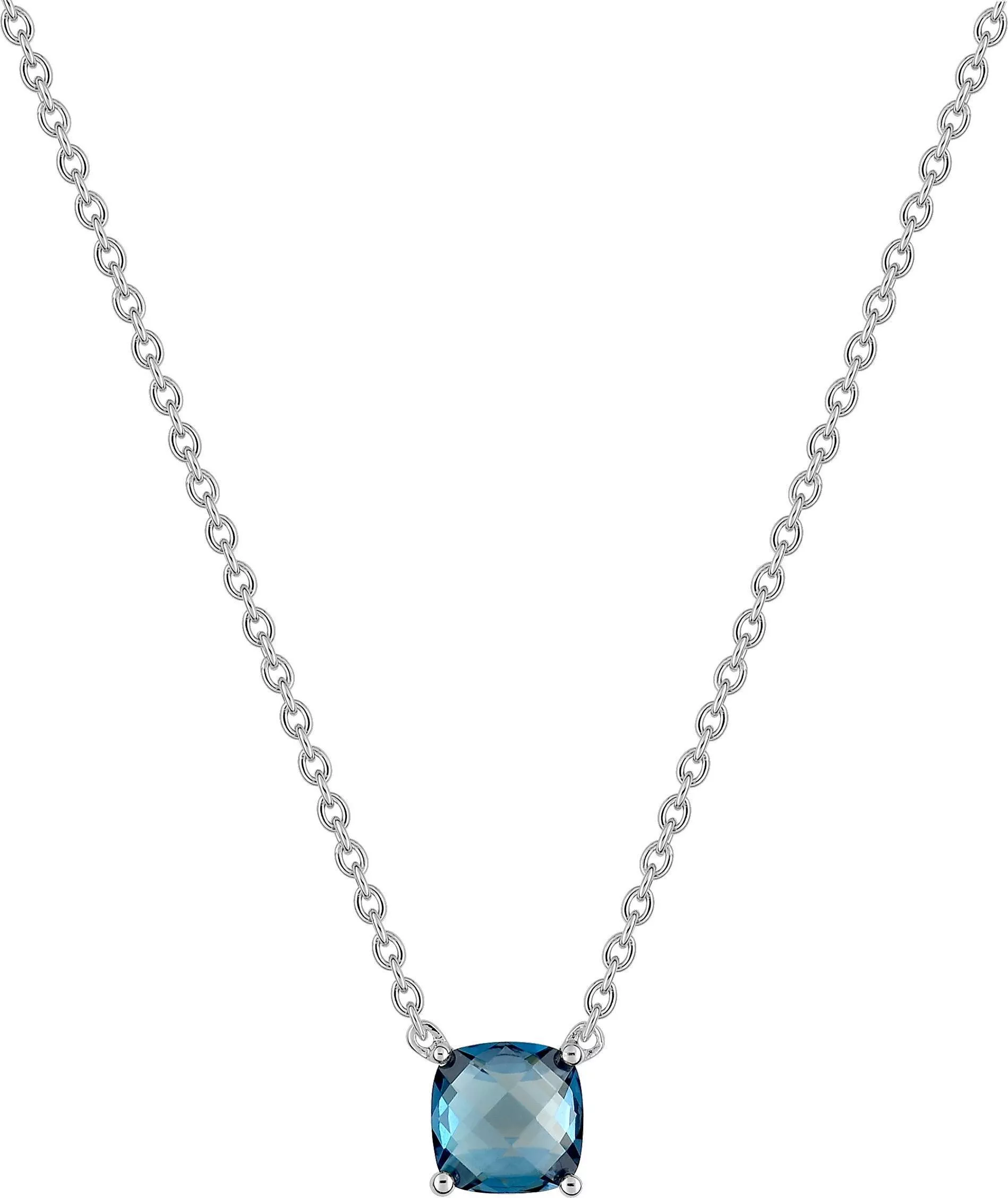 Collier Or Blanc Sucarina bleu Topaze Bleu - Collier en Or 750 18k - Bijoux en Vogue