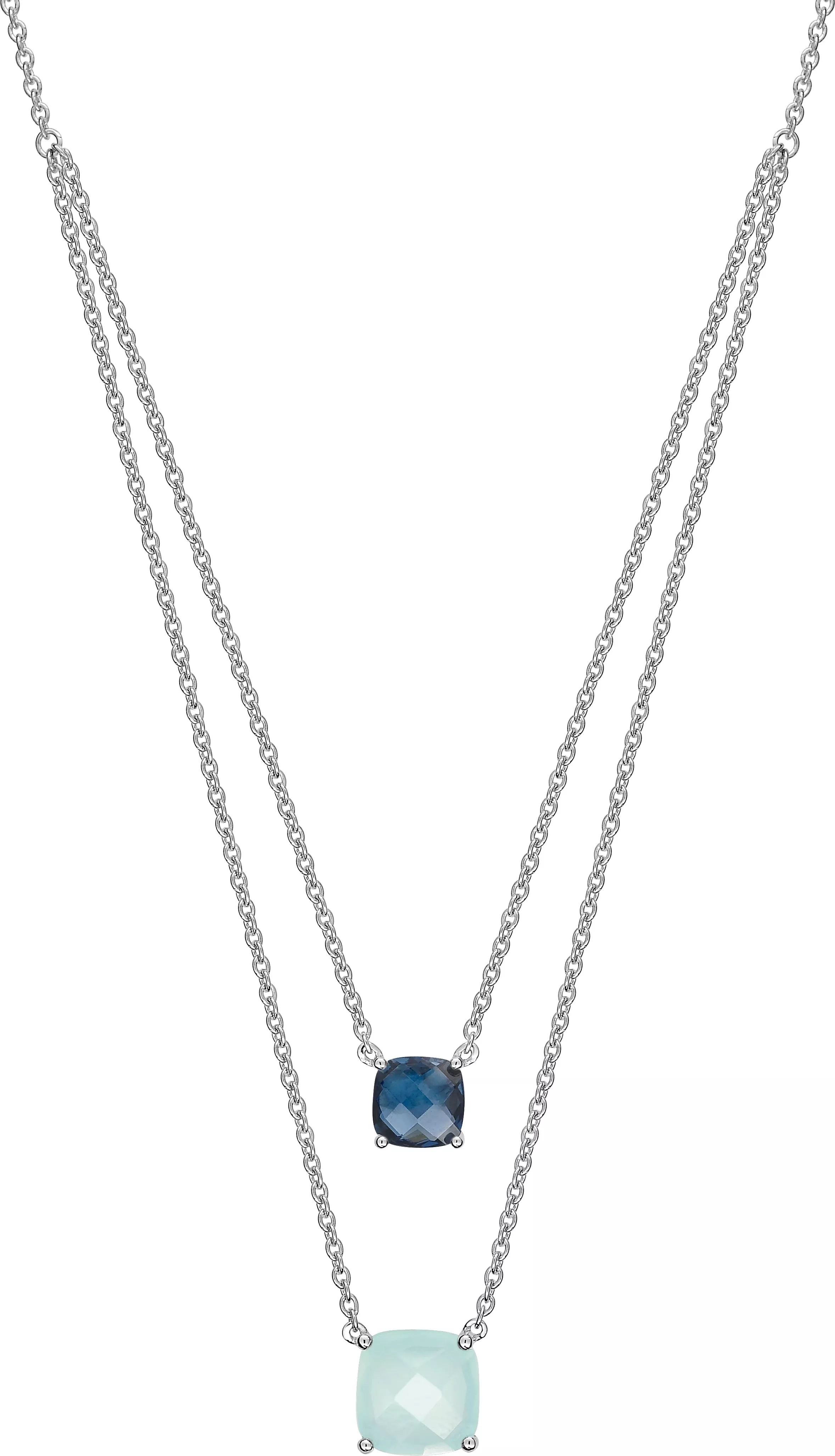Collier Or Blanc Aldyth bleu Topaze Vert - Collier en Or 750 18k - Bijoux en Vogue