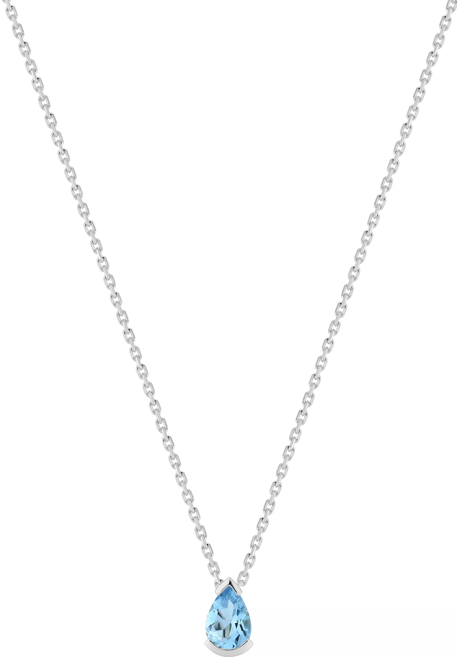 Collier Or Blanc Attica bleu Topaze - Collier en Or 750 18k - Bijoux en Vogue