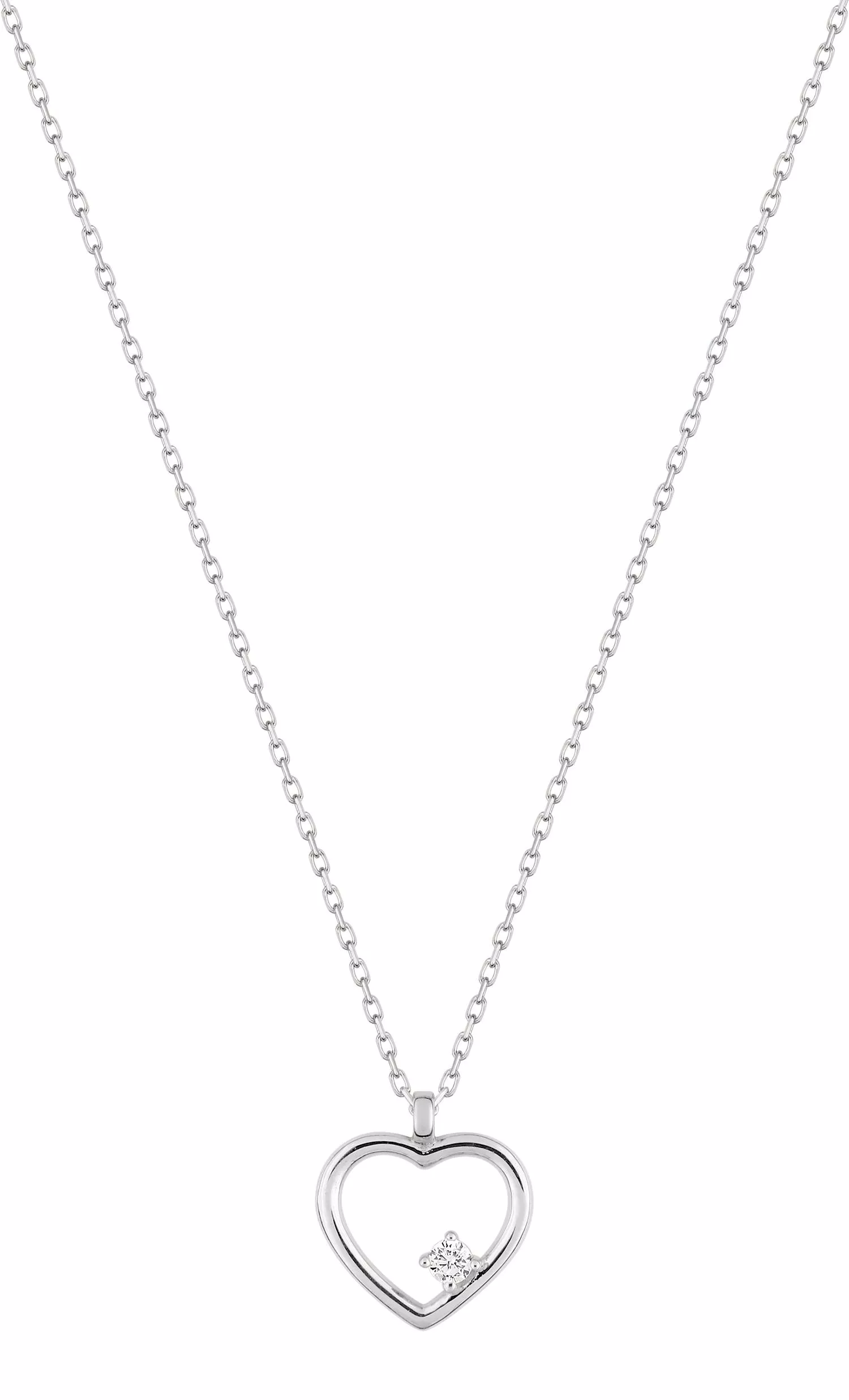 Collier Or Blanc Fethia Zirconium Coeur - Collier en Or 750 18k - Bijoux en Vogue