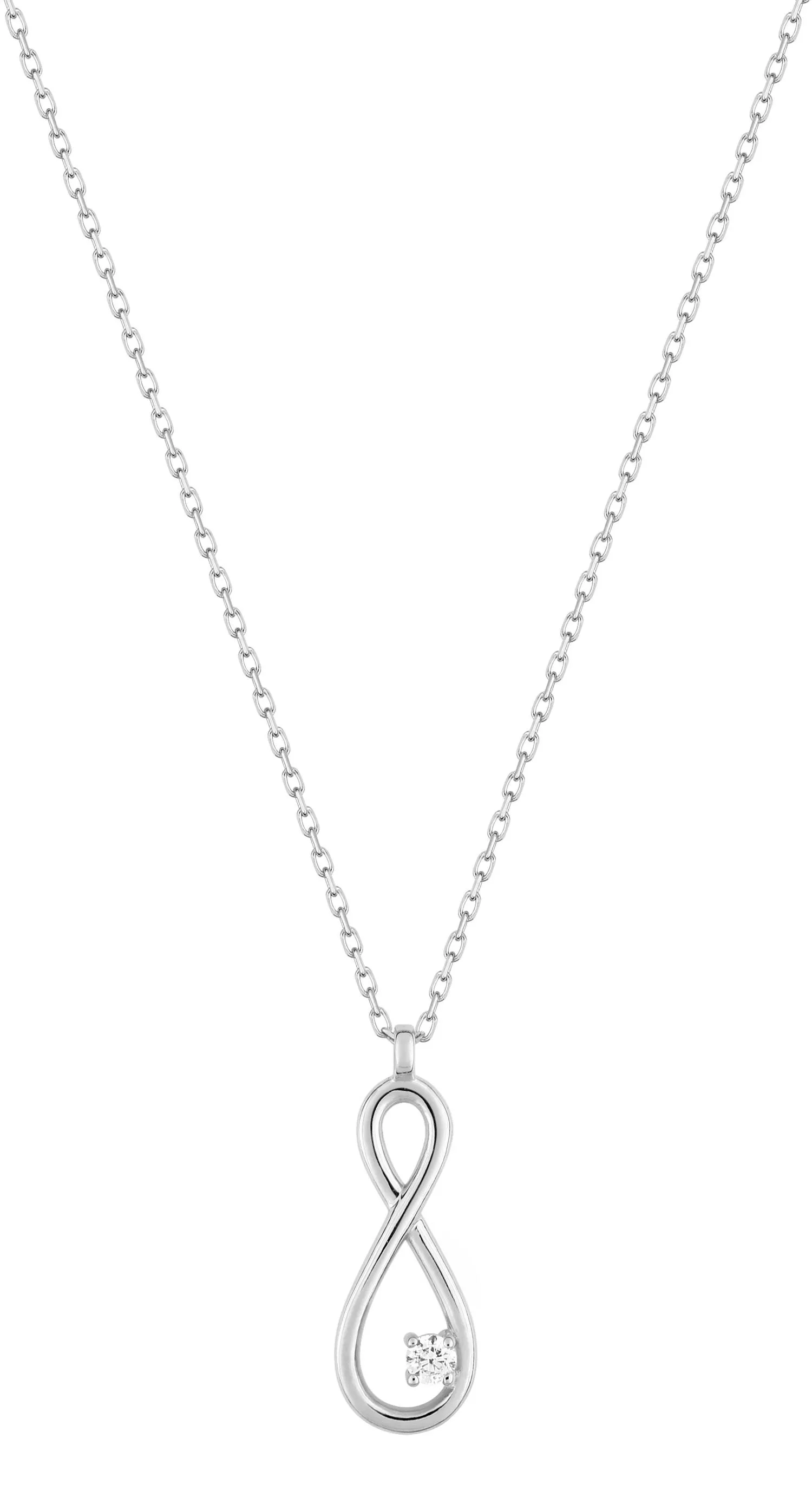 Collier Or Blanc Orbria Zirconium Infini - Collier en Or 750 18k - Bijoux en Vogue