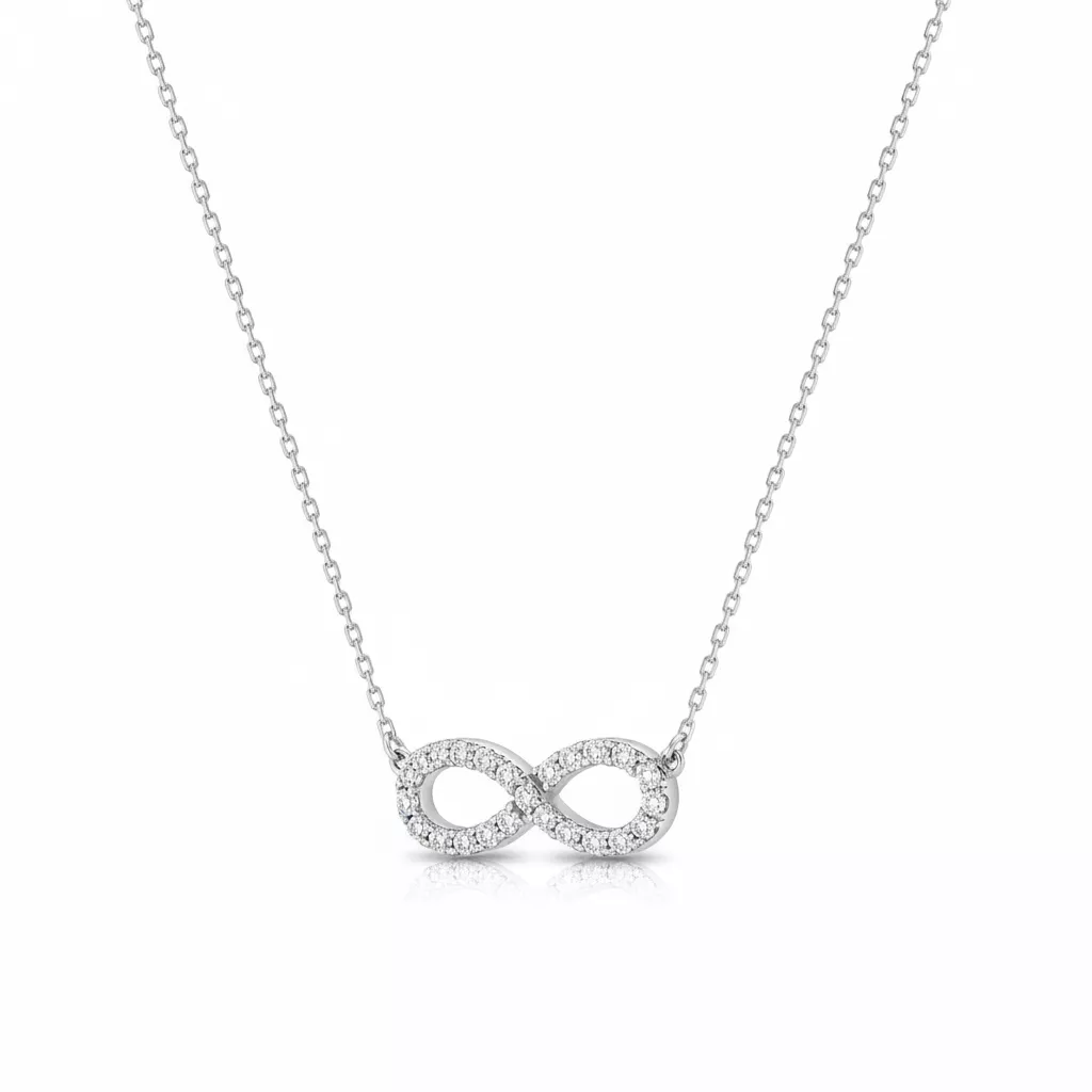 Collier Or Blanc Sanjiniana Zirconium Infini - Collier en Or 750 18k - Bijoux en Vogue