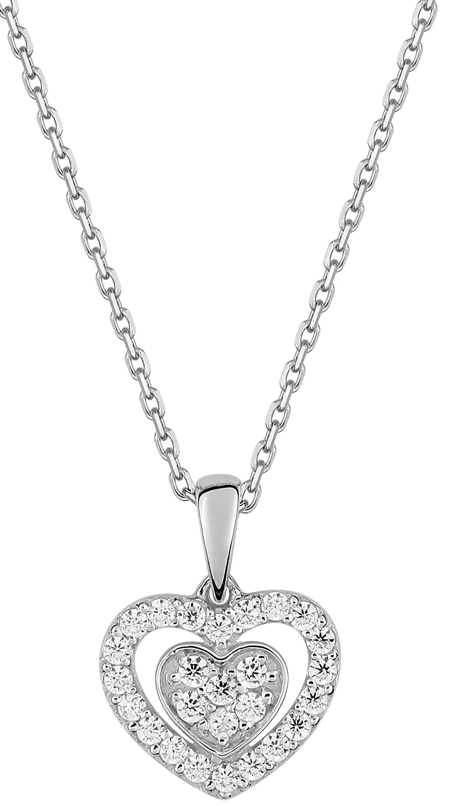 Collier Or Blanc Mahmudija Zirconium Coeur - Collier en Or 750 18k - Bijoux en Vogue