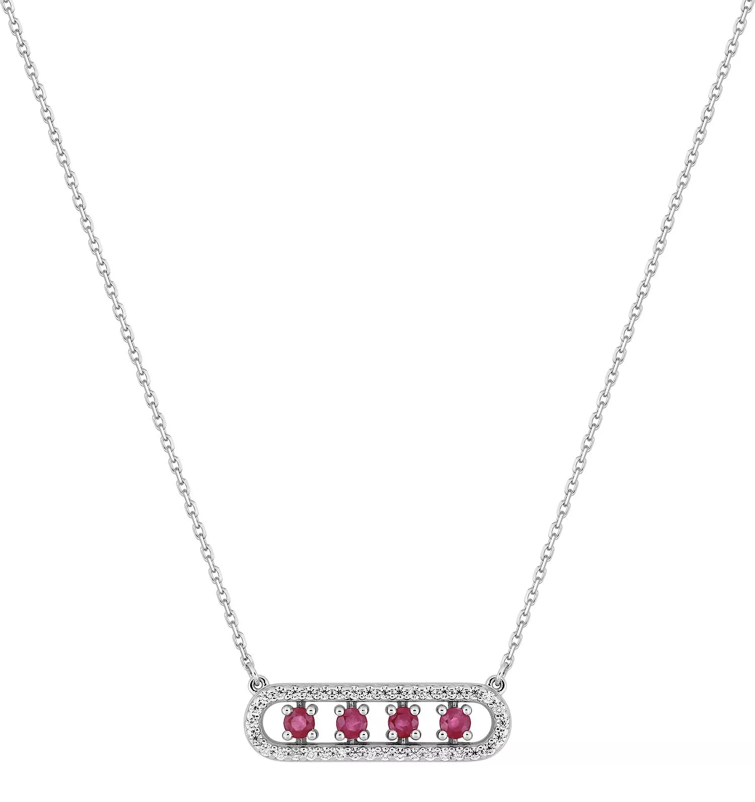 Collier Or Blanc Polyca Zirconium Rubis - Collier en Or 750 18k - Bijoux en Vogue