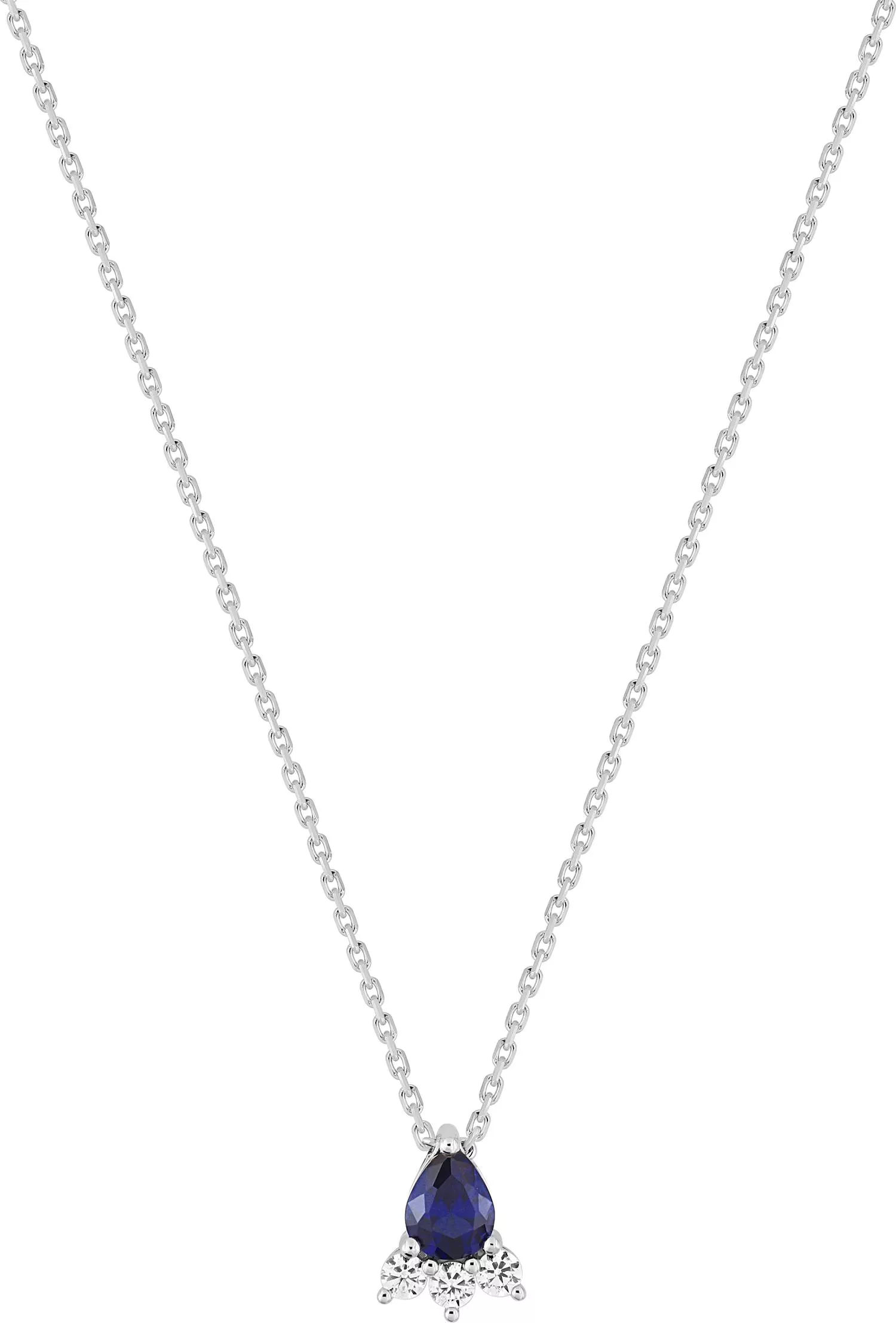 Collier Or Blanc Fedoussia Zirconium Saphir - Collier en Or 750 18k - Bijoux en Vogue