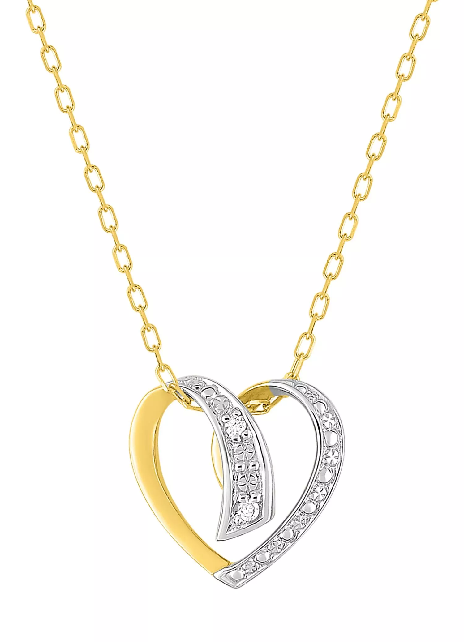 Collier Or Jaune et Blanc Nzingia Diamant Coeur - Collier en Or 750 18k - Bijoux en Vogue