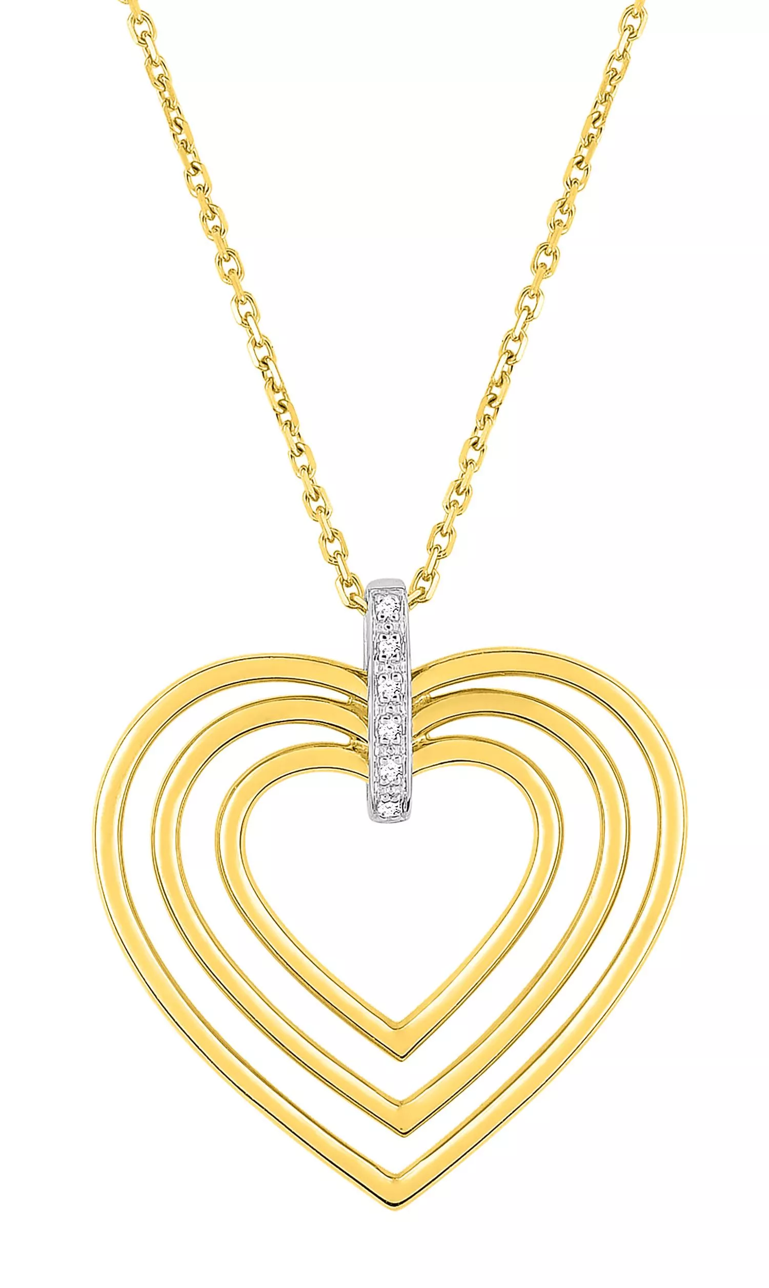 Collier Or Jaune et Blanc Enka Diamant Coeur - Collier en Or 750 18k - Bijoux en Vogue