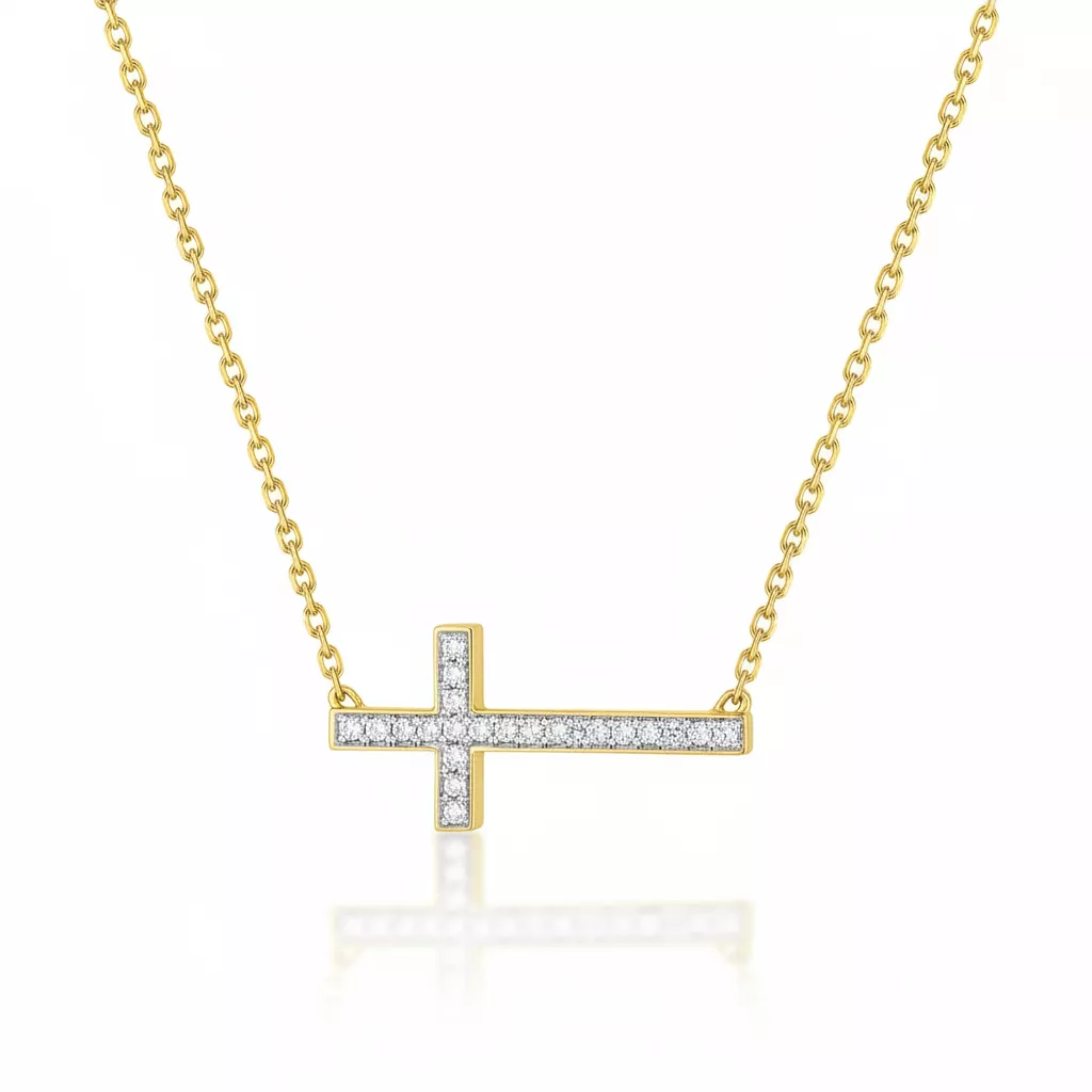Collier Or Diamant Croix Chrétienne - Collier en Or 750 18k - Bijoux en Vogue