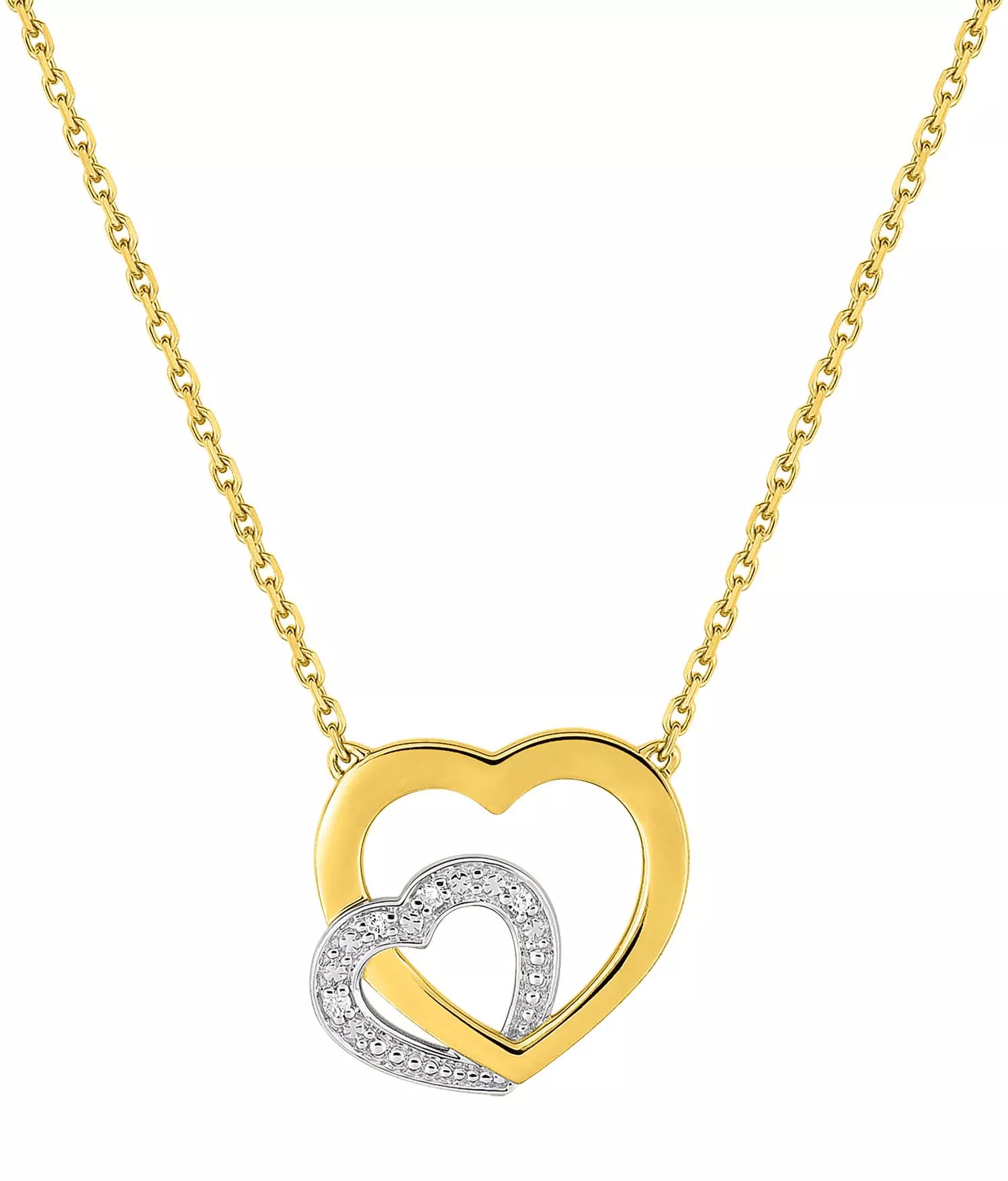 Collier Or Jaune et Blanc Myrha Diamant Coeur - Collier en Or 750 18k - Bijoux en Vogue