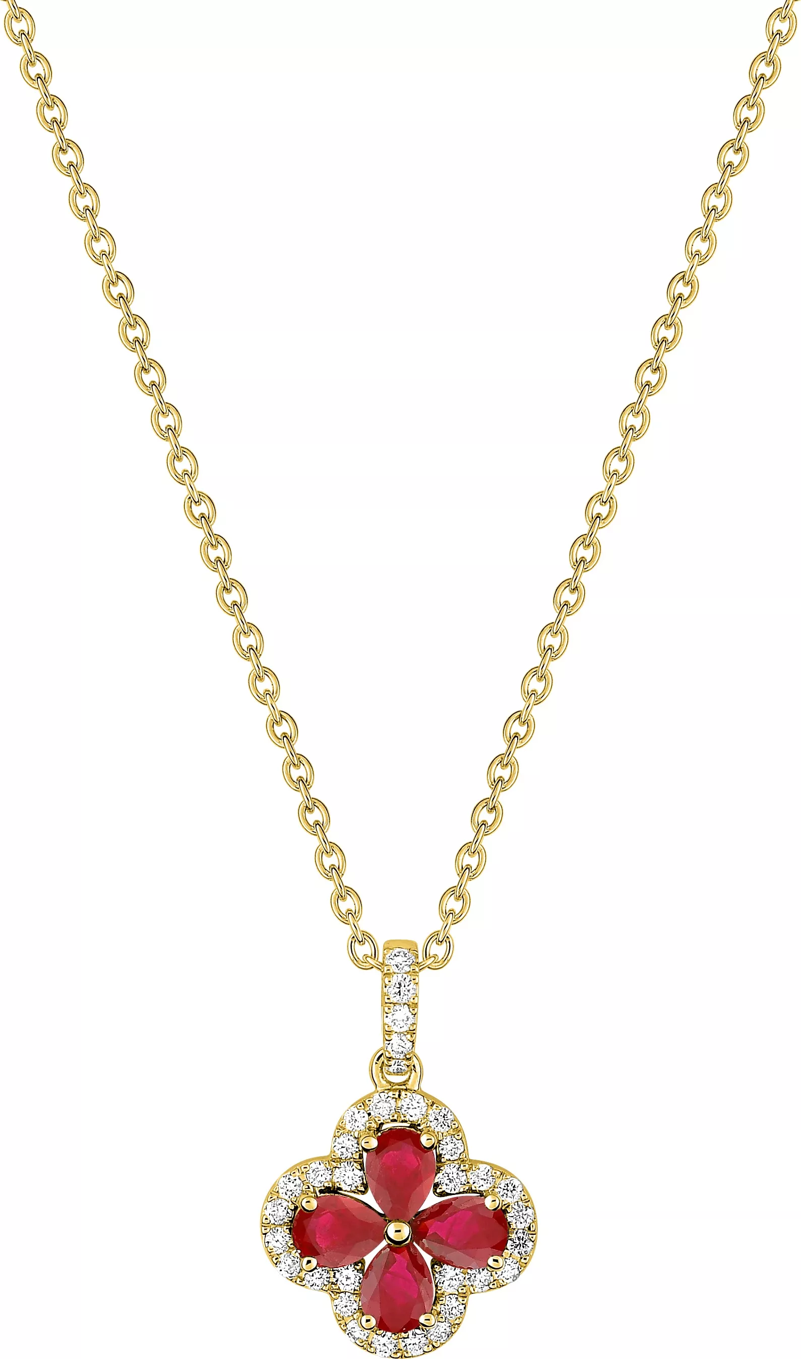 Collier Or Riotte Diamant Rubis - Collier en Or 750 18k