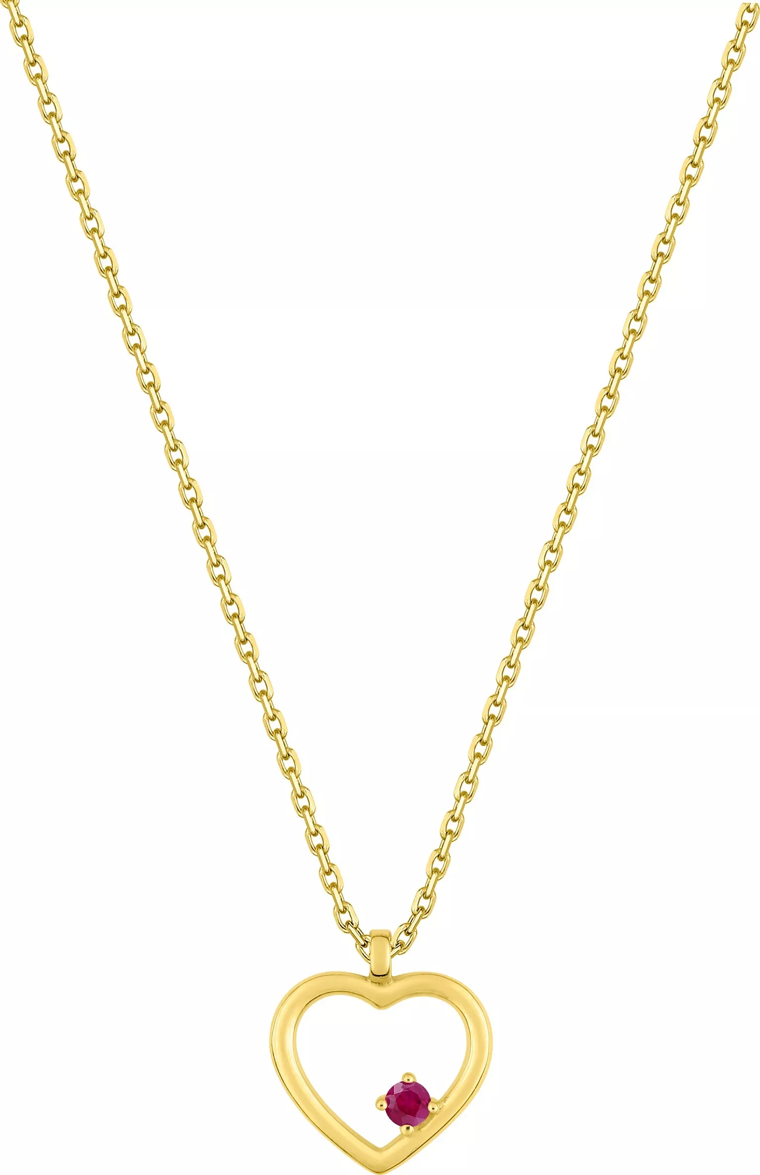 Collier Or Rubis Baptise Coeur - Collier en Or 750 18k - Bijoux en Vogue