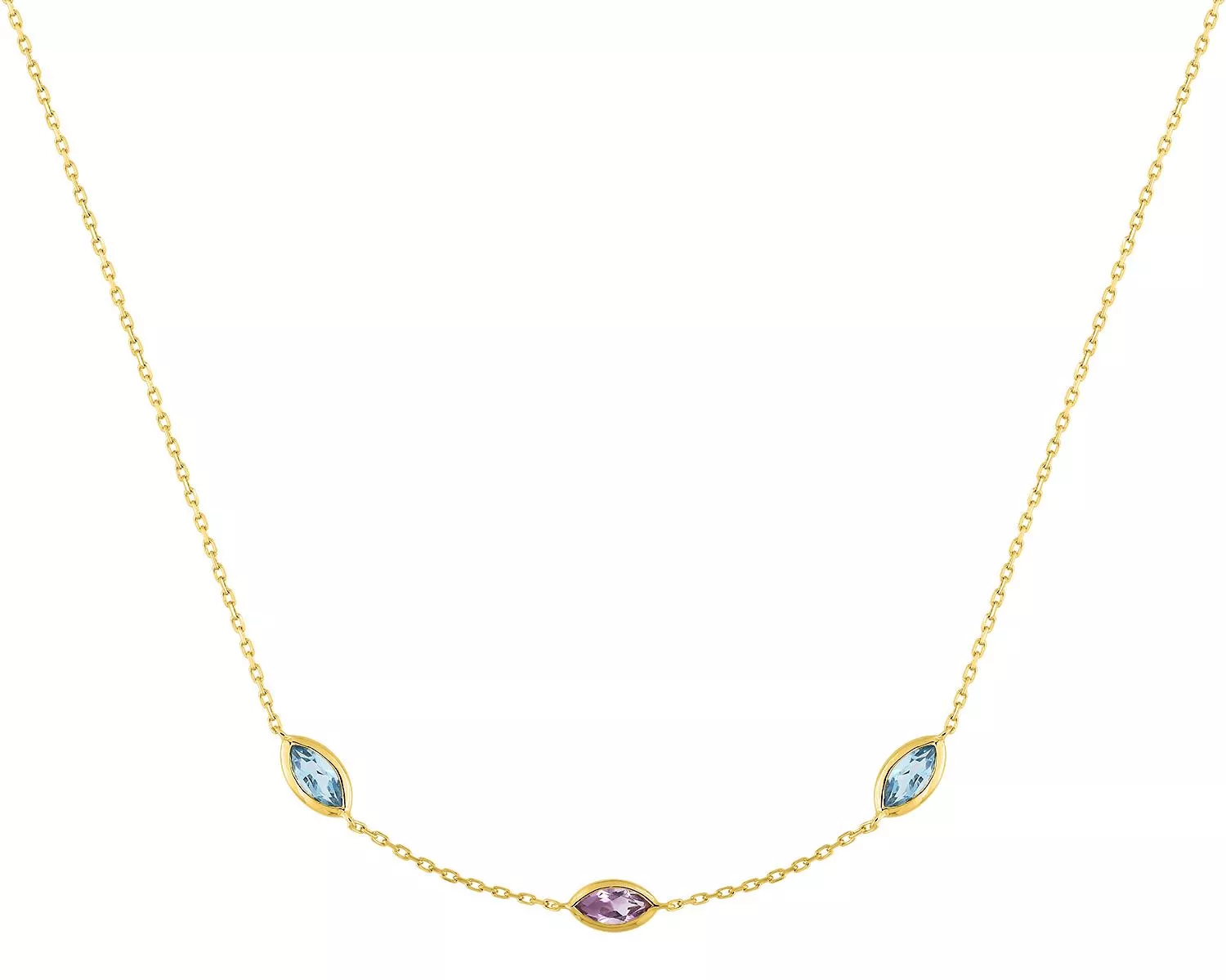 Collier Or Eladra bleu Topaze - Collier en Or 750 18k - Bijoux en Vogue