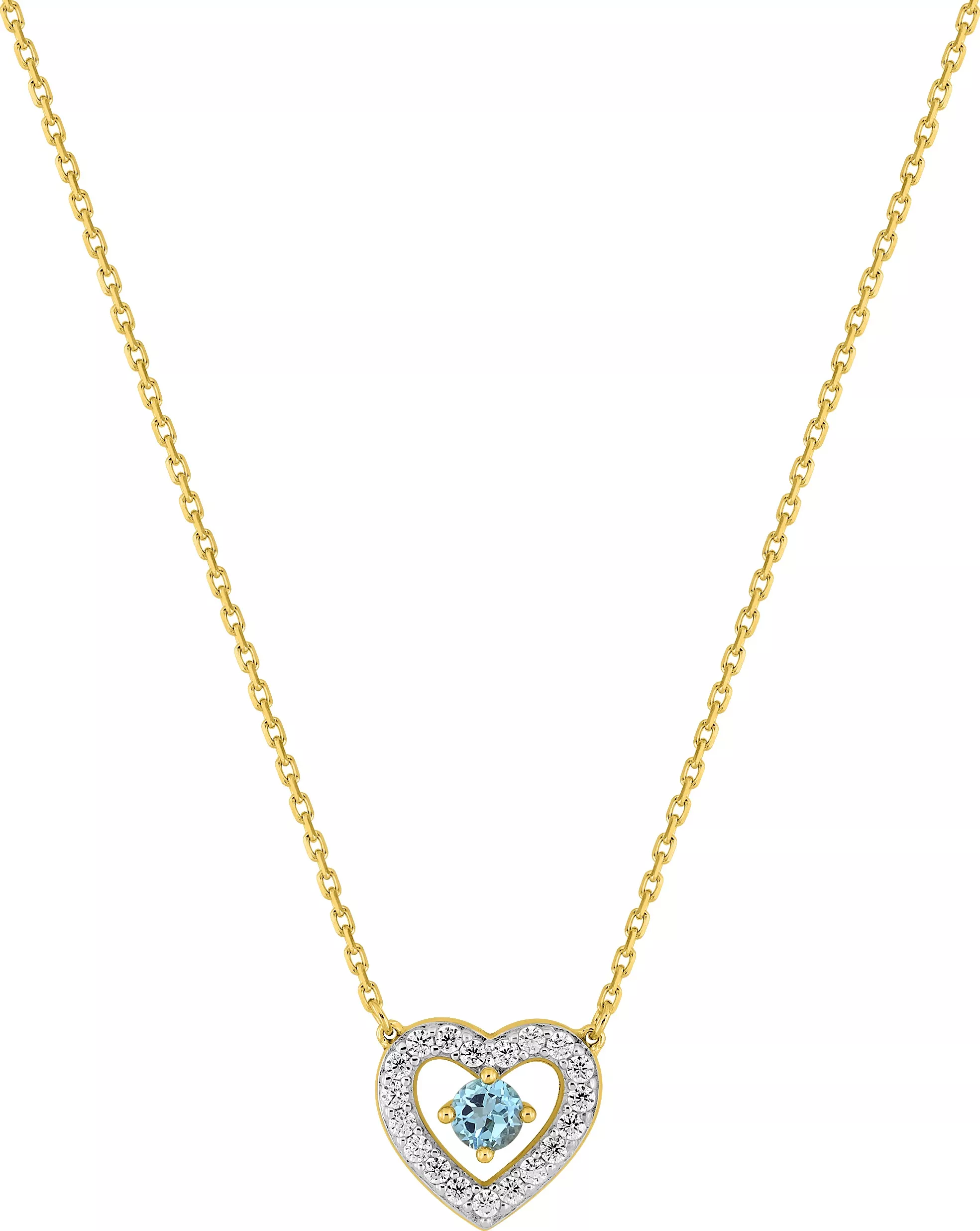 Collier Or Annemarieke bleu Zirconium Topaze Coeur - Collier en Or 750 18k - Bijoux en Vogue