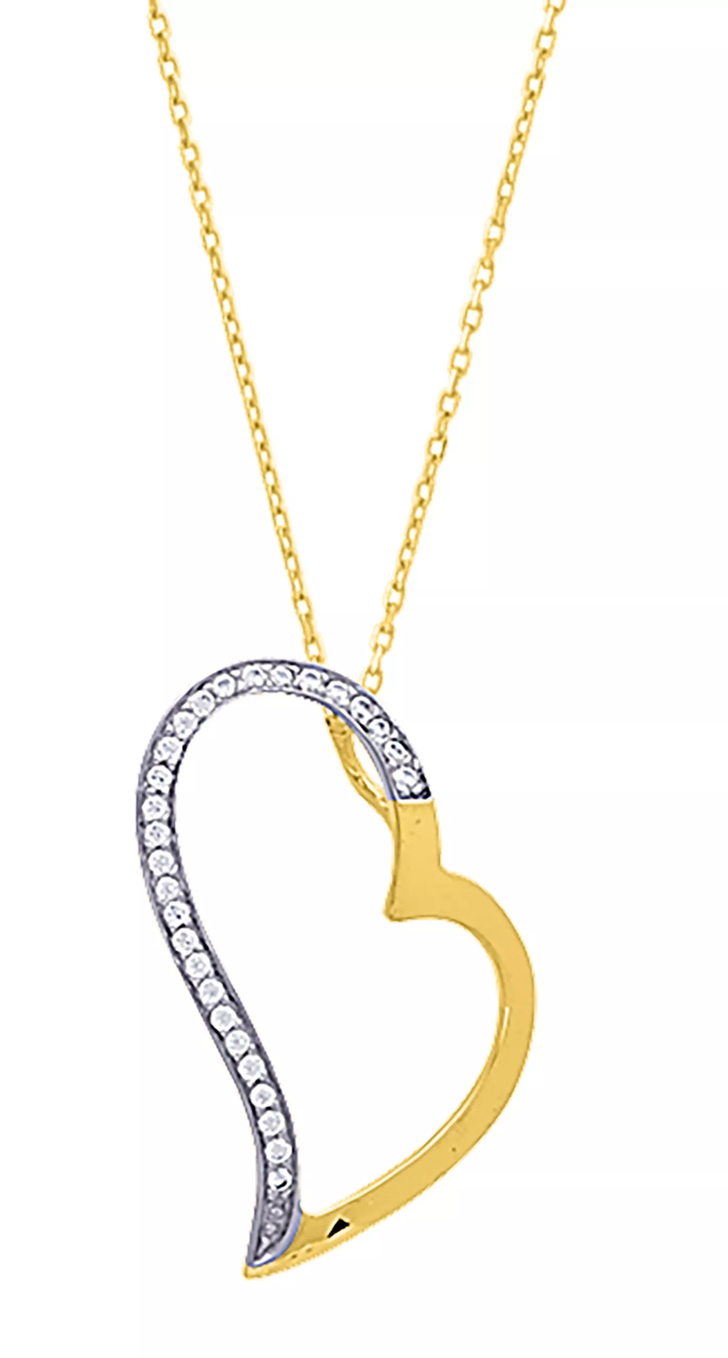 Collier Or Slelie Zirconium Coeur - Collier en Or 750 18k - Bijoux en Vogue