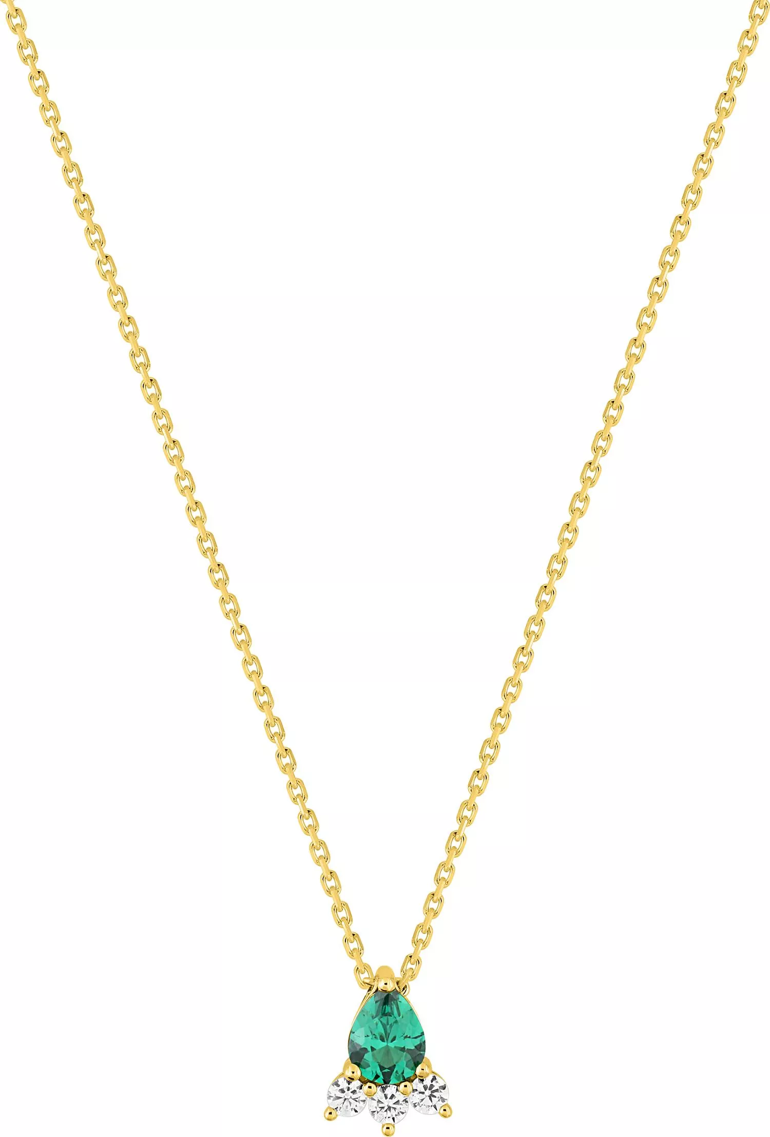 Collier Or Sevdalina Zirconium Emeraude - Collier en Or 750 18k - Bijoux en Vogue