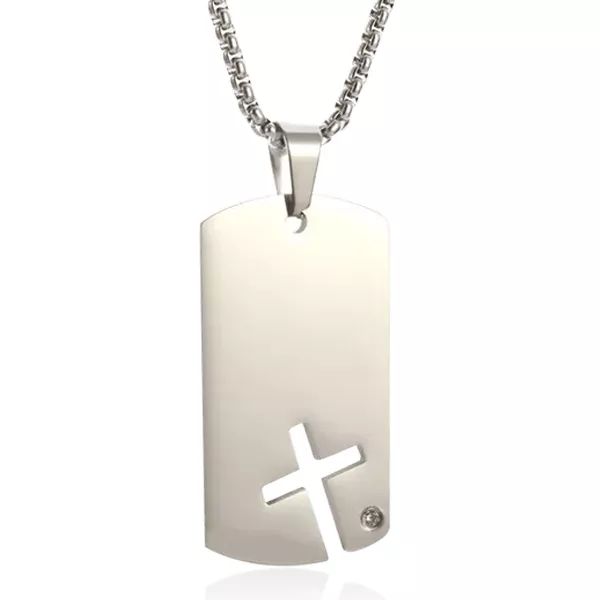 Collier plaque militaire acier gravable Tsilavo Strass - Collier en Acier - Bijoux en Vogue