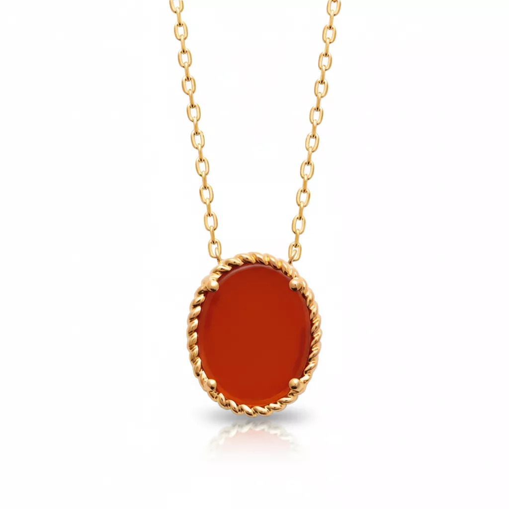 Collier Plaqué Or Victoriya Agate Rouge Texturé Couleurs - Collier en Plaqué or - Bijoux en Vogue