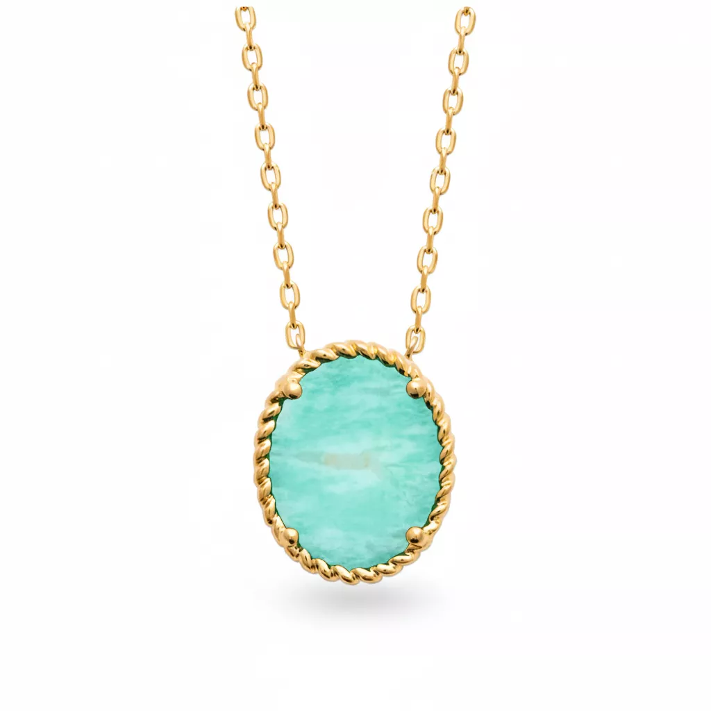 Collier Plaqué Or Aigues Amazonite Texturé Couleurs - Collier en Plaqué or - Bijoux en Vogue