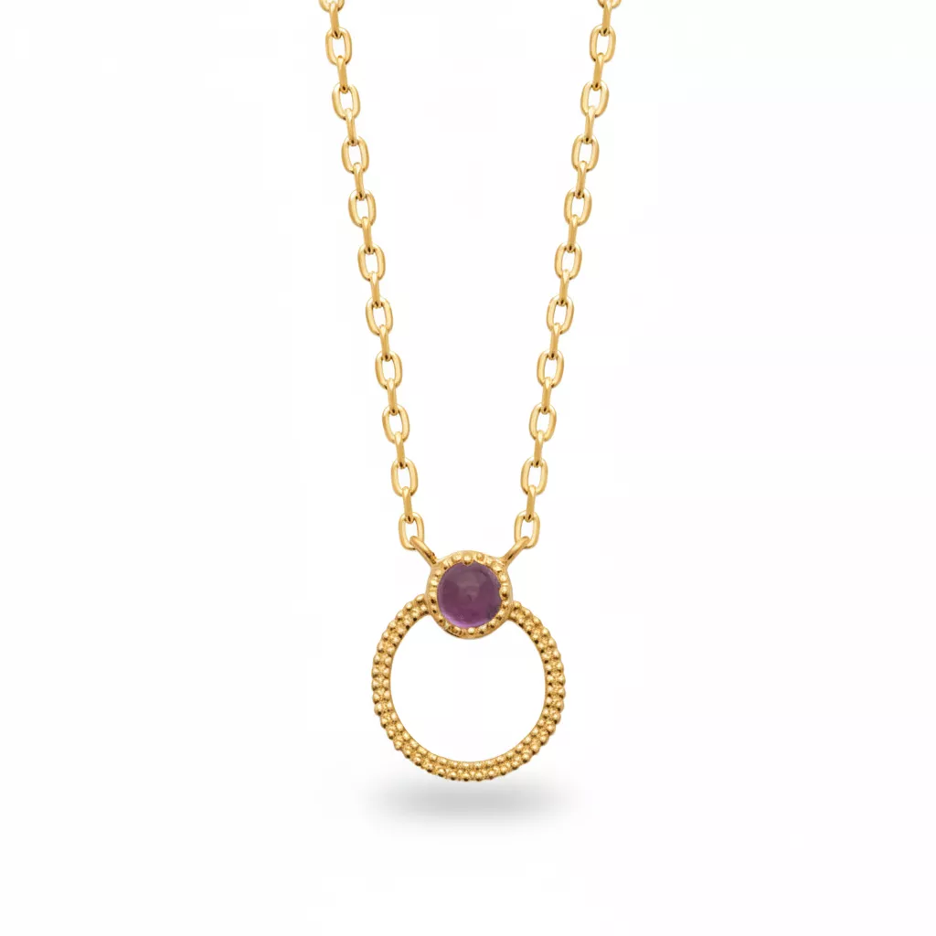 Collier Plaqué Or Dialungana Améthyste Texturé Stacking Couleurs Minimaliste - Collier en Plaqué or - Bijoux en Vogue
