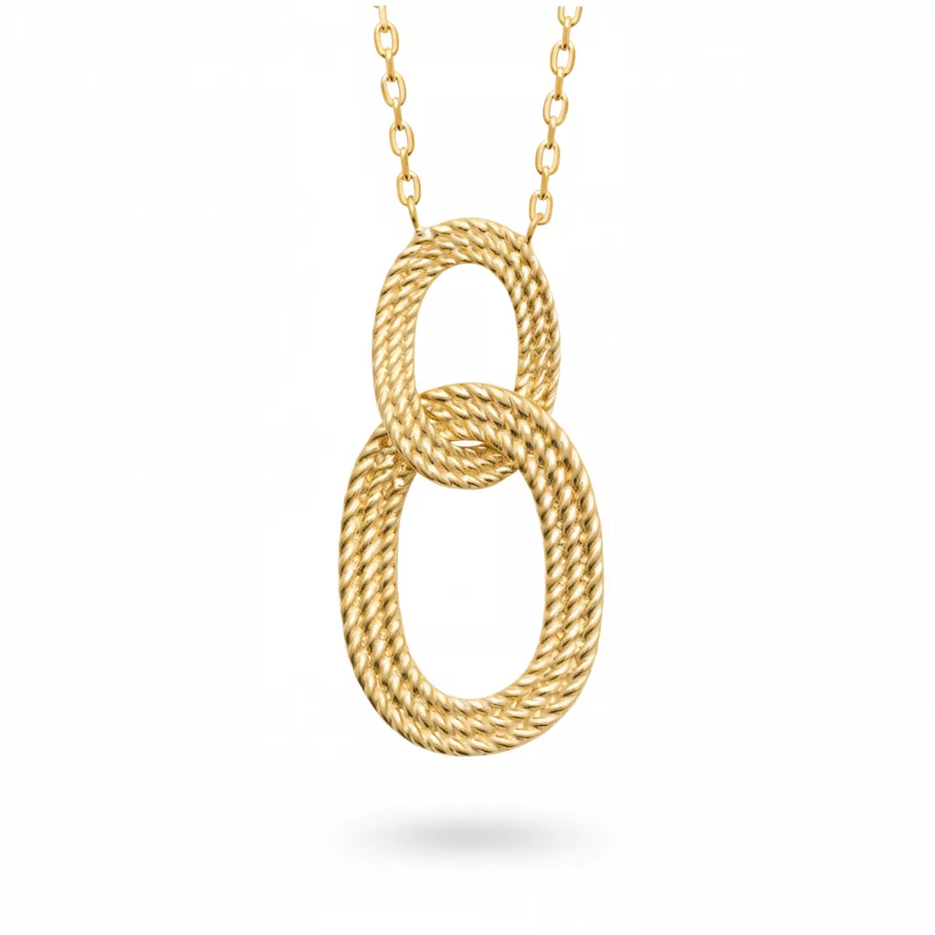 Collier Plaqué Or Katarzyma Maillon Multi anneaux Texturé - Collier en Plaqué or