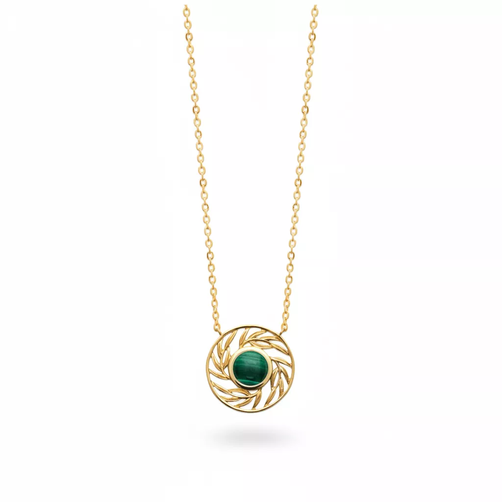 Collier Plaqué Or Matchousca Malachite Végétal Couleurs - Collier en Plaqué or - Bijoux en Vogue