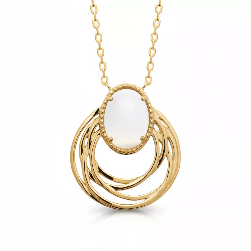 Collier Plaqué Or Anikla Pierre de lune Multi anneaux Couleurs - Collier en Plaqué or - Bijoux en Vogue