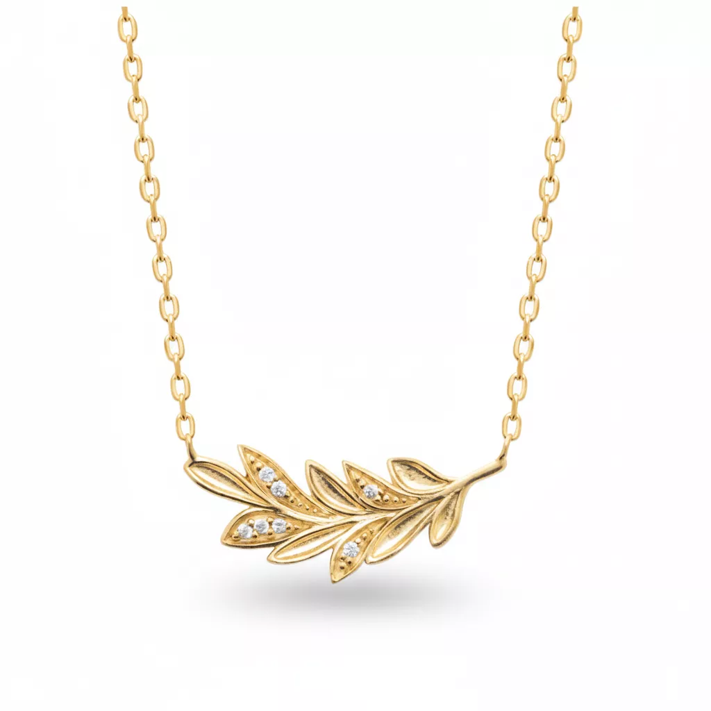 Collier Plaqué Or Doxa Zirconium Végétal - Collier en Plaqué or - Bijoux en Vogue
