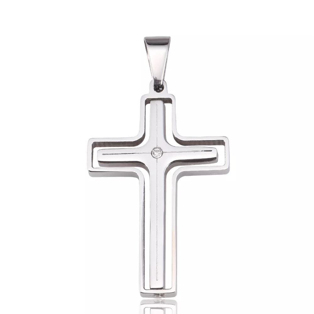 Pendentif croix Boukhalfe Ysatis Strass Religieux - Pendentif en Acier - Bijoux en Vogue