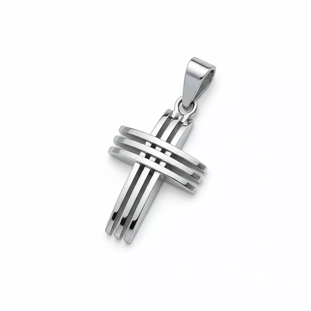 Pendentif Homme Acier Croix Chrétienne - Pendentif en Acier