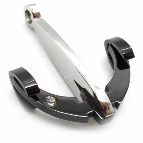 Ancre mouillage Acier Noir et Argent Gbohi Marine Strass Ancre Marine - Pendentif en Acier - Bijoux en Vogue