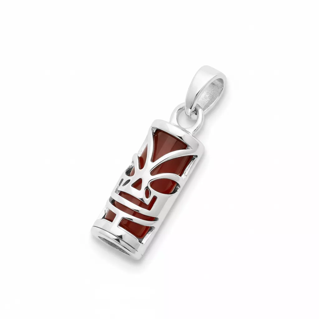 Pendentif Argent Gauhet Agate Rouge Totem - Pendentif en Argent 925 - Bijoux en Vogue