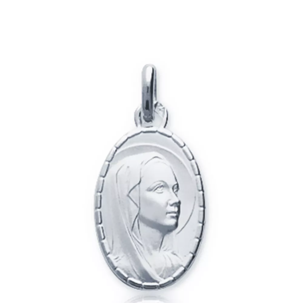 Pendentif argent ovale Vierge Selena Marie Religieux - Pendentif en Argent 925 - Bijoux en Vogue