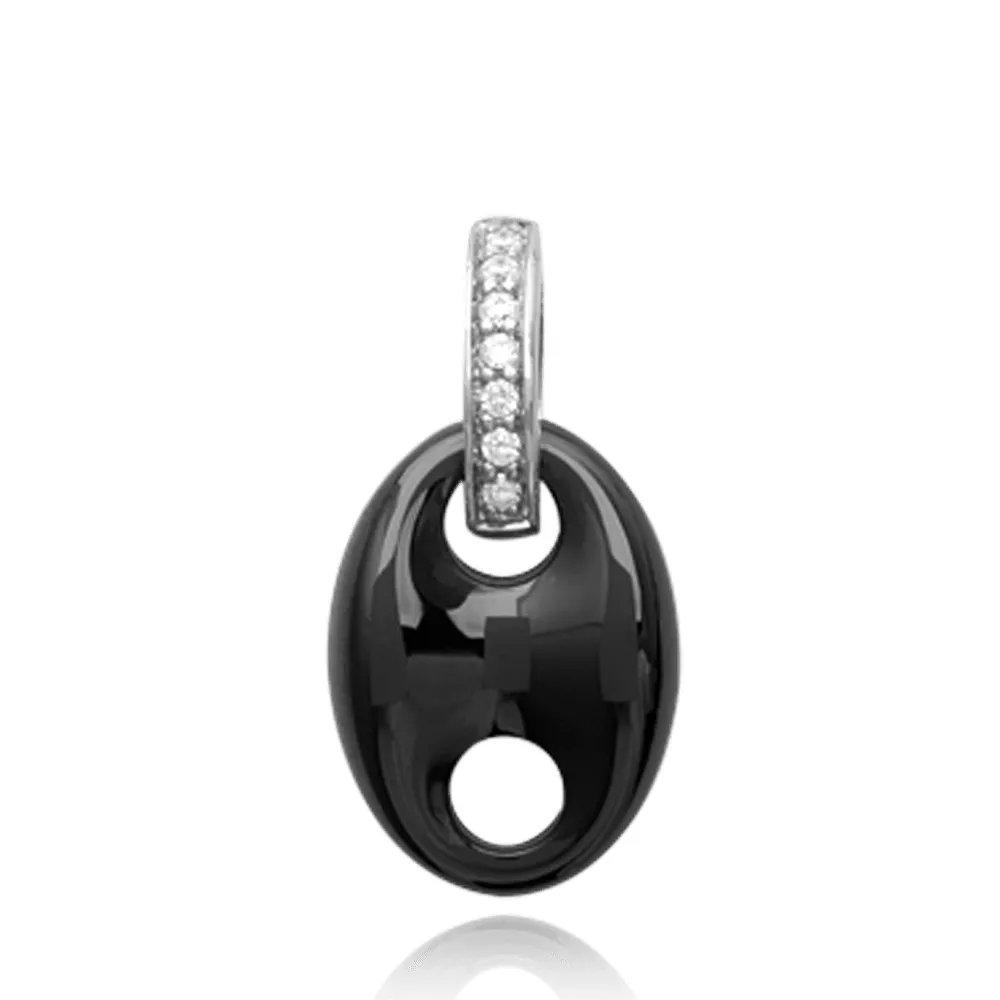 Pendentif argent céramique grain de café Varadappa noir Graine de café Strass - Pendentif en Argent 925 - Bijoux en Vogue