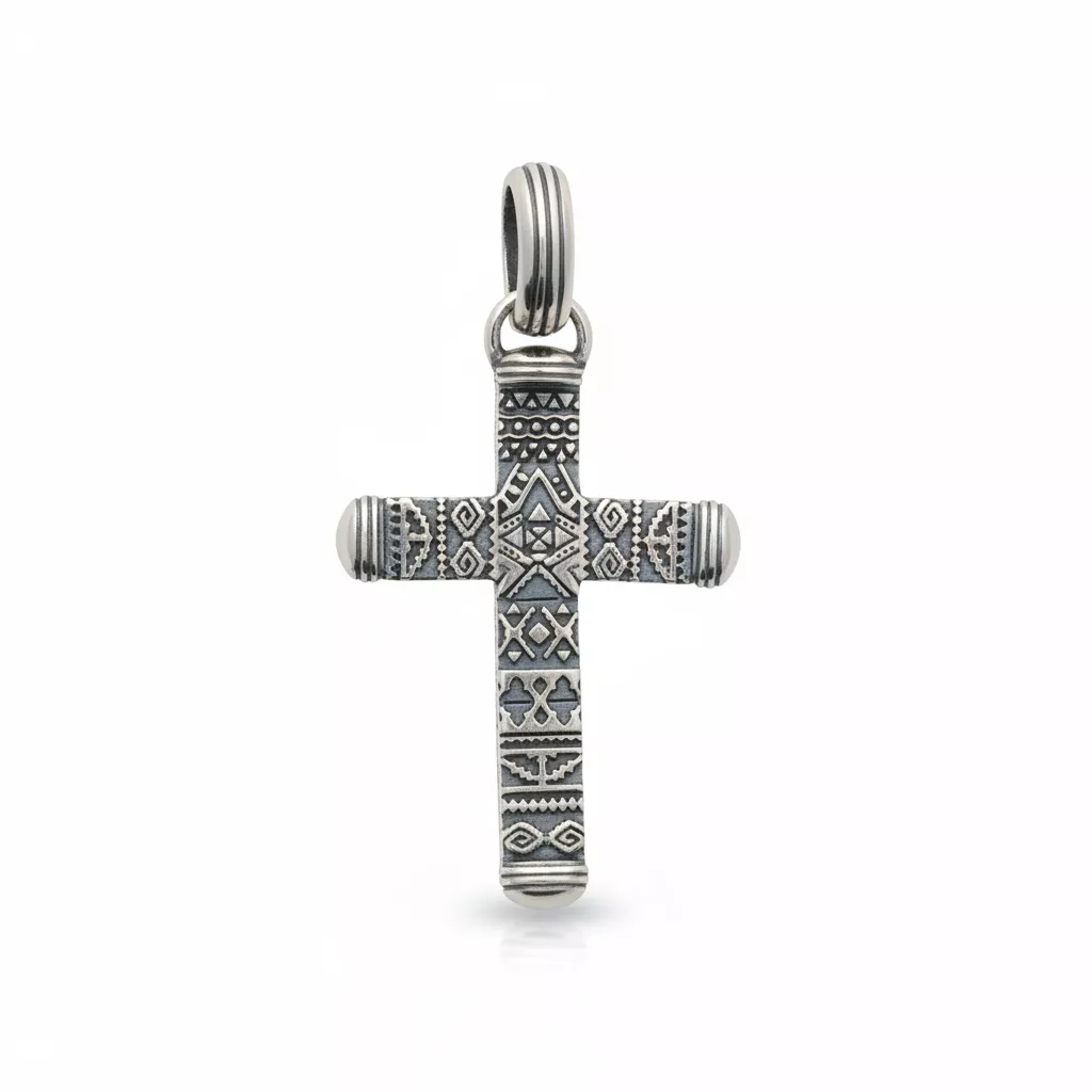 Pendentif Homme Argent Croix Chrétienne - Pendentif en Argent 925