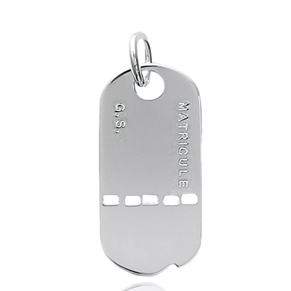 Plaque américaine à Oullo graver Militaire - Pendentif en Argent 925 - Bijoux en Vogue
