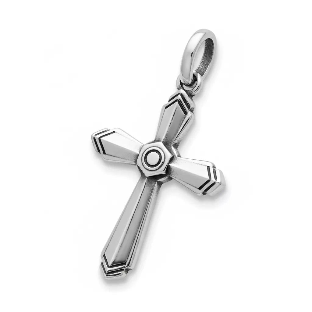 Pendentif Homme Argent Vielli Croix Chrétienne - Pendentif en Argent 925