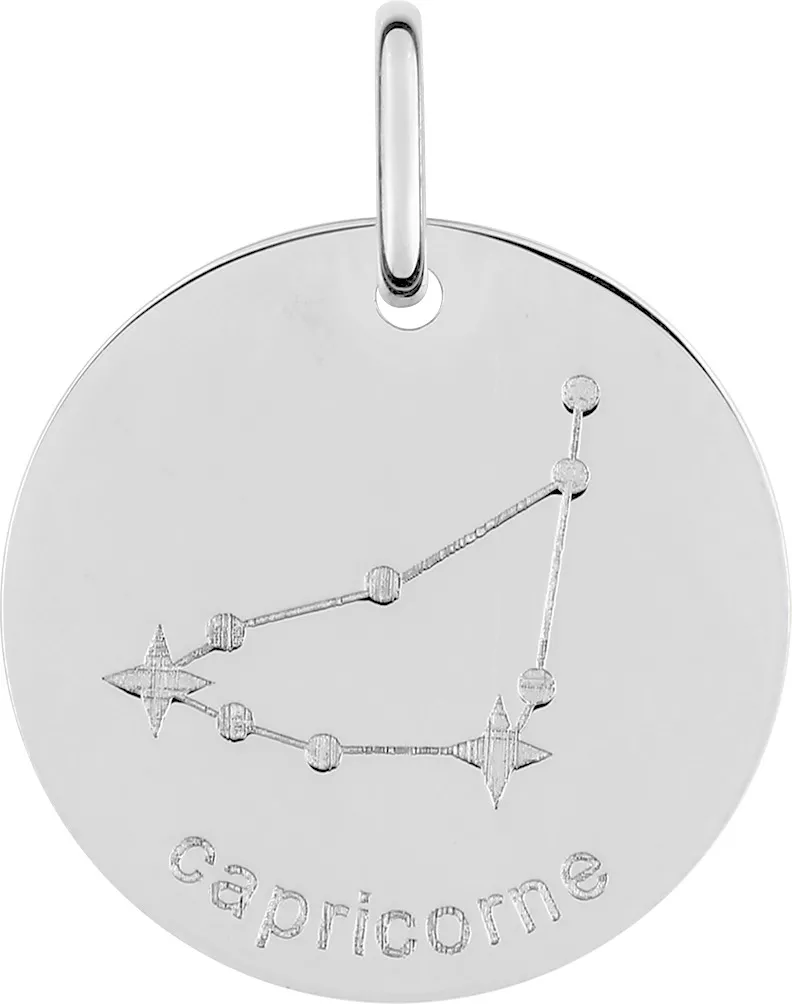 Pendentif Médaille Argent Capricorne - Pendentif en Argent 925