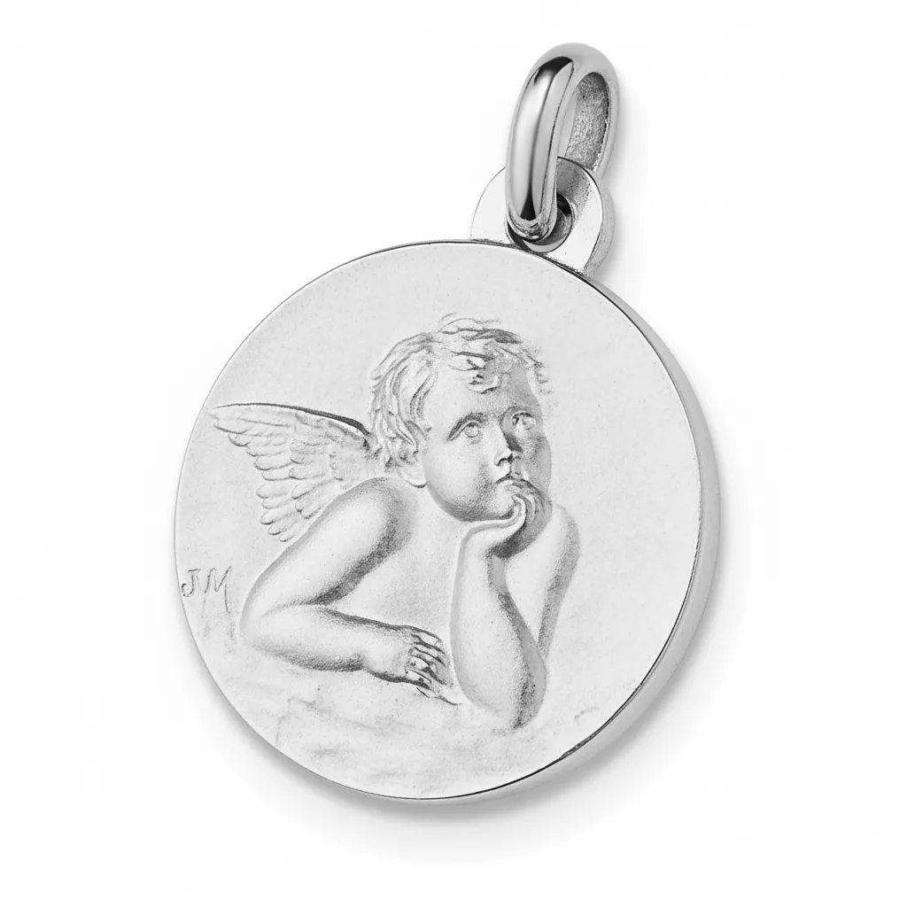 Pendentif Médaille Argent Ange de Raphaël - Pendentif en Argent 925