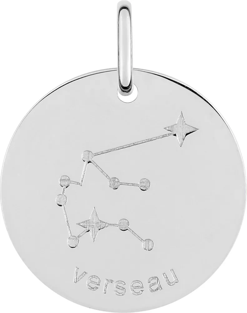 Pendentif Médaille Argent Verseau - Pendentif en Argent 925